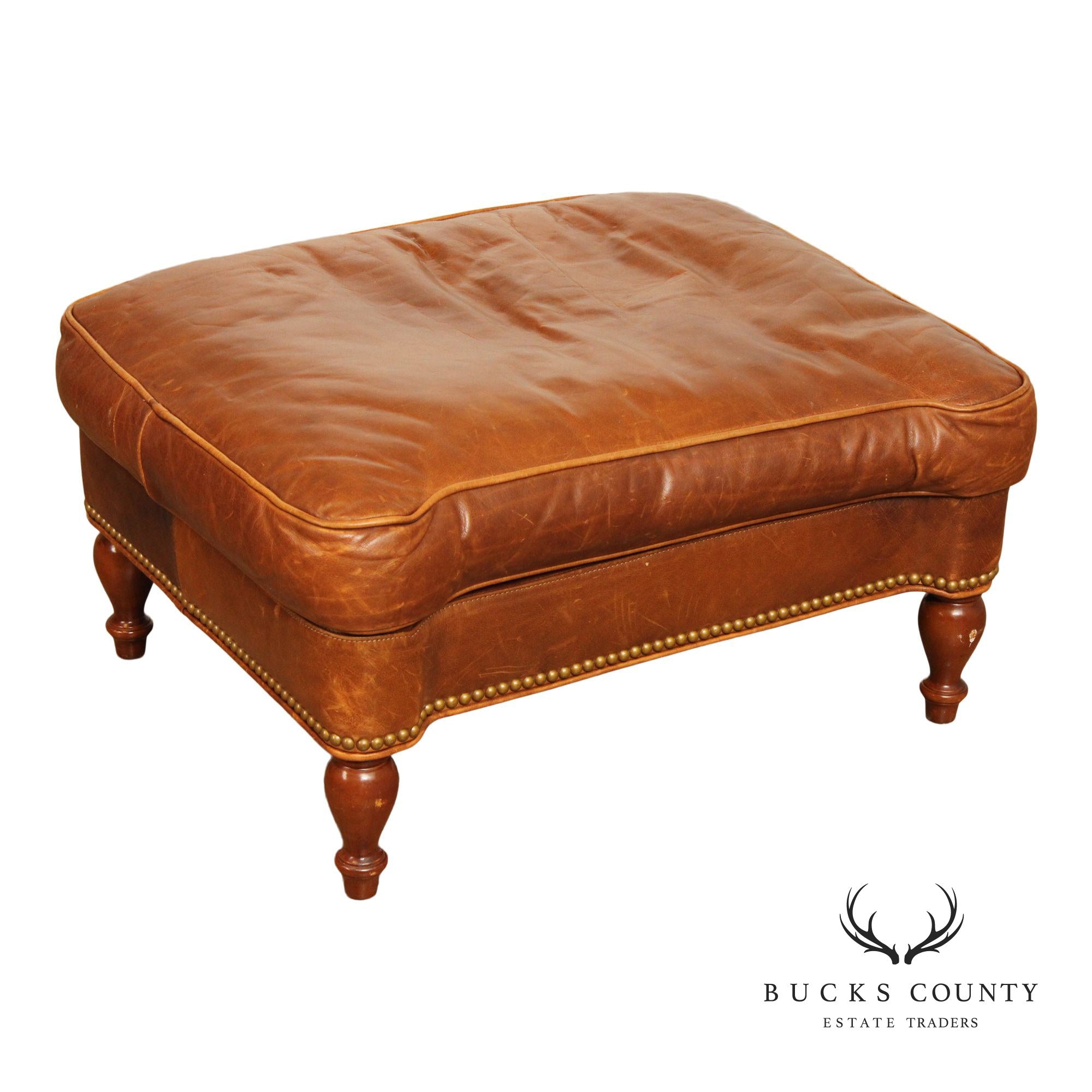 Hancock & Moore English Traditional Style Leather Ottoman