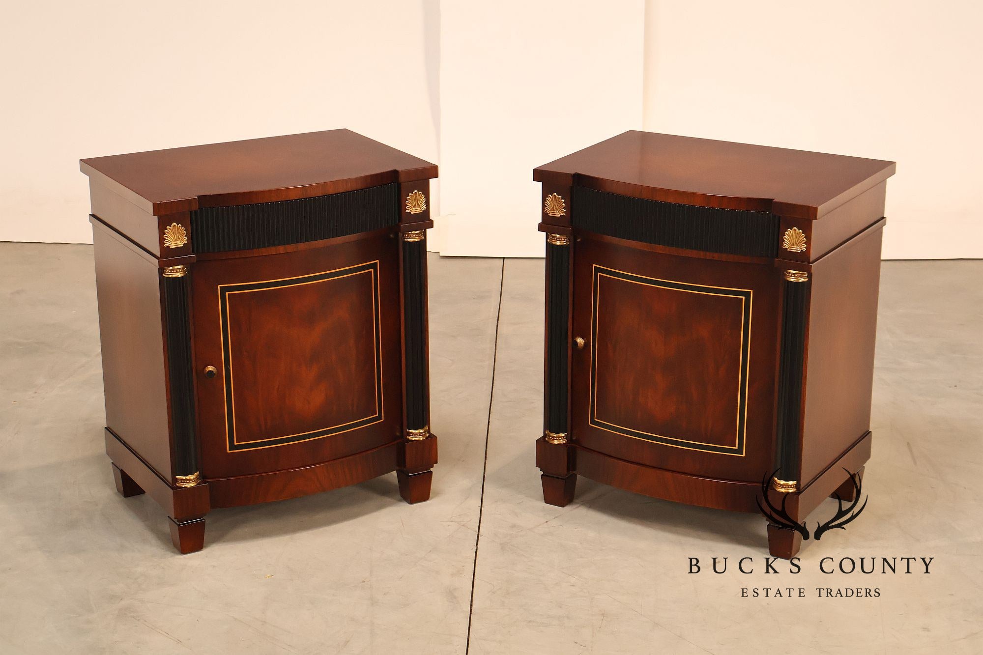 Mariner Luxury Furniture Empire Style Pair Of Mahogany Nightstands