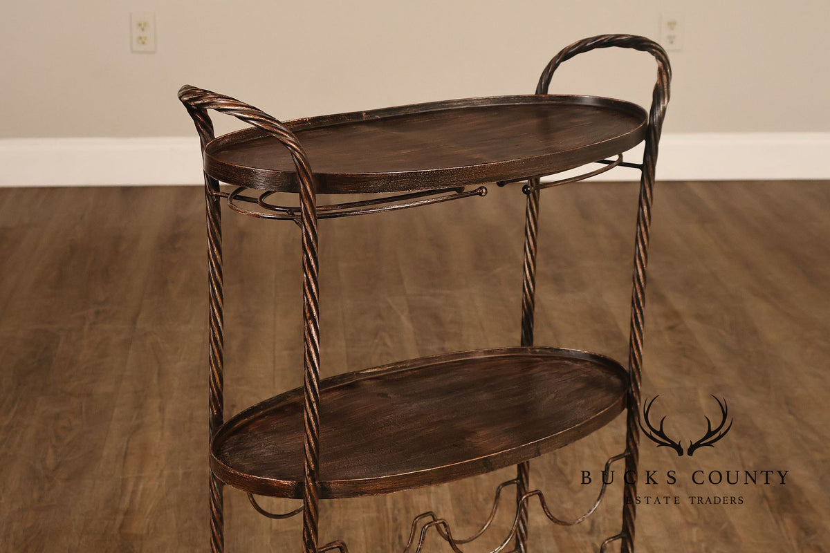 Twisted Metal Two-Tier Wine Rack Serving Stand