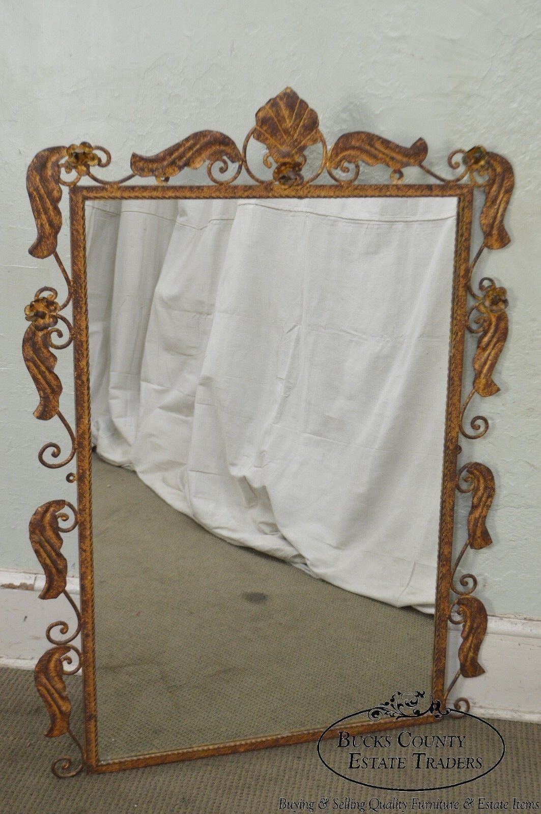 Rococo Style Italian Gilt Metal Frame Wall Mirror