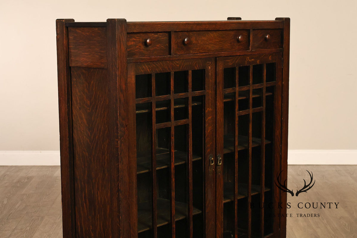 Antique Lifetime Furniture Mission Oak Bookcase Cabinet
