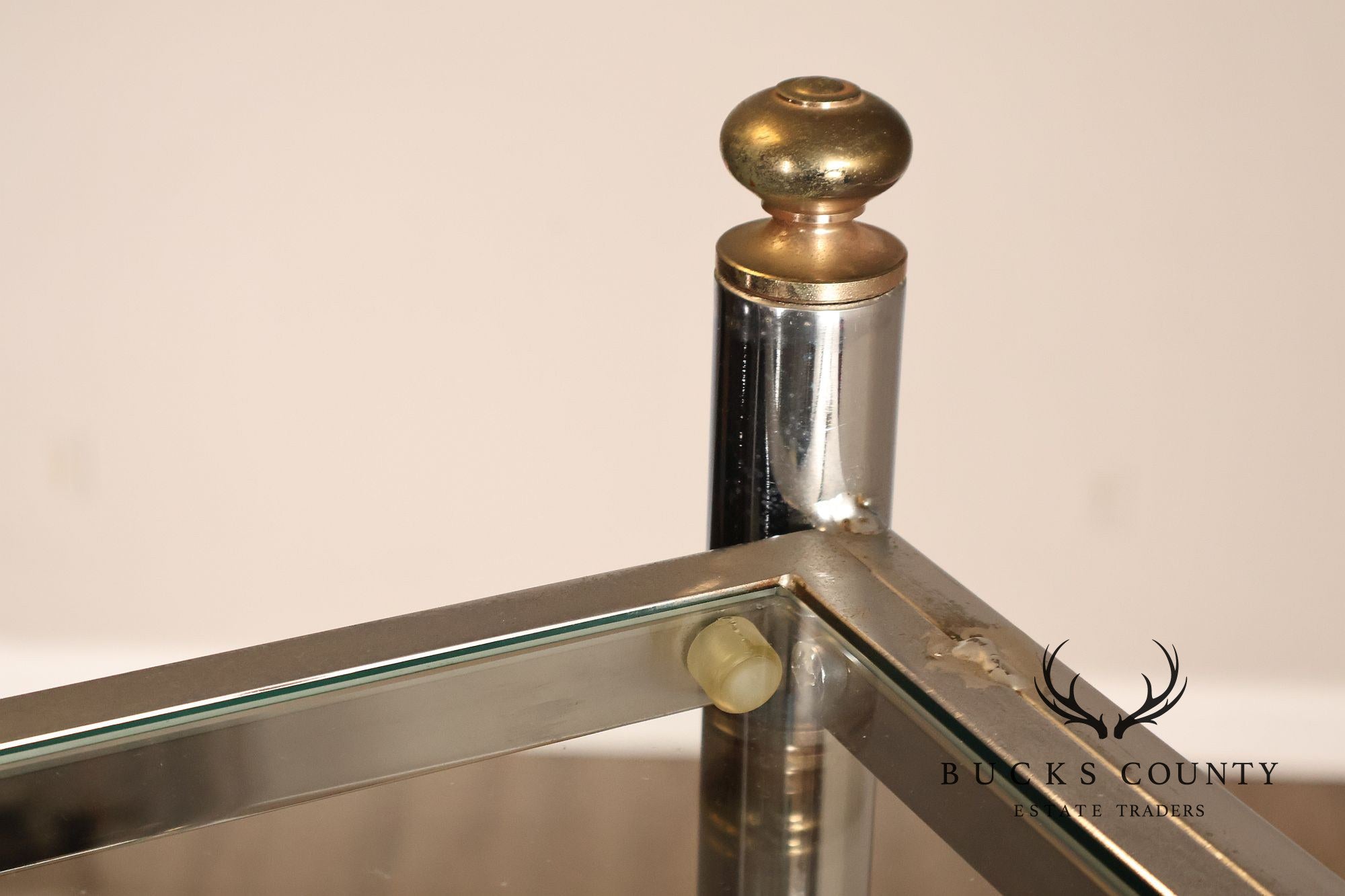 Italian Regency Style Chrome and Glass Etagere Shelf