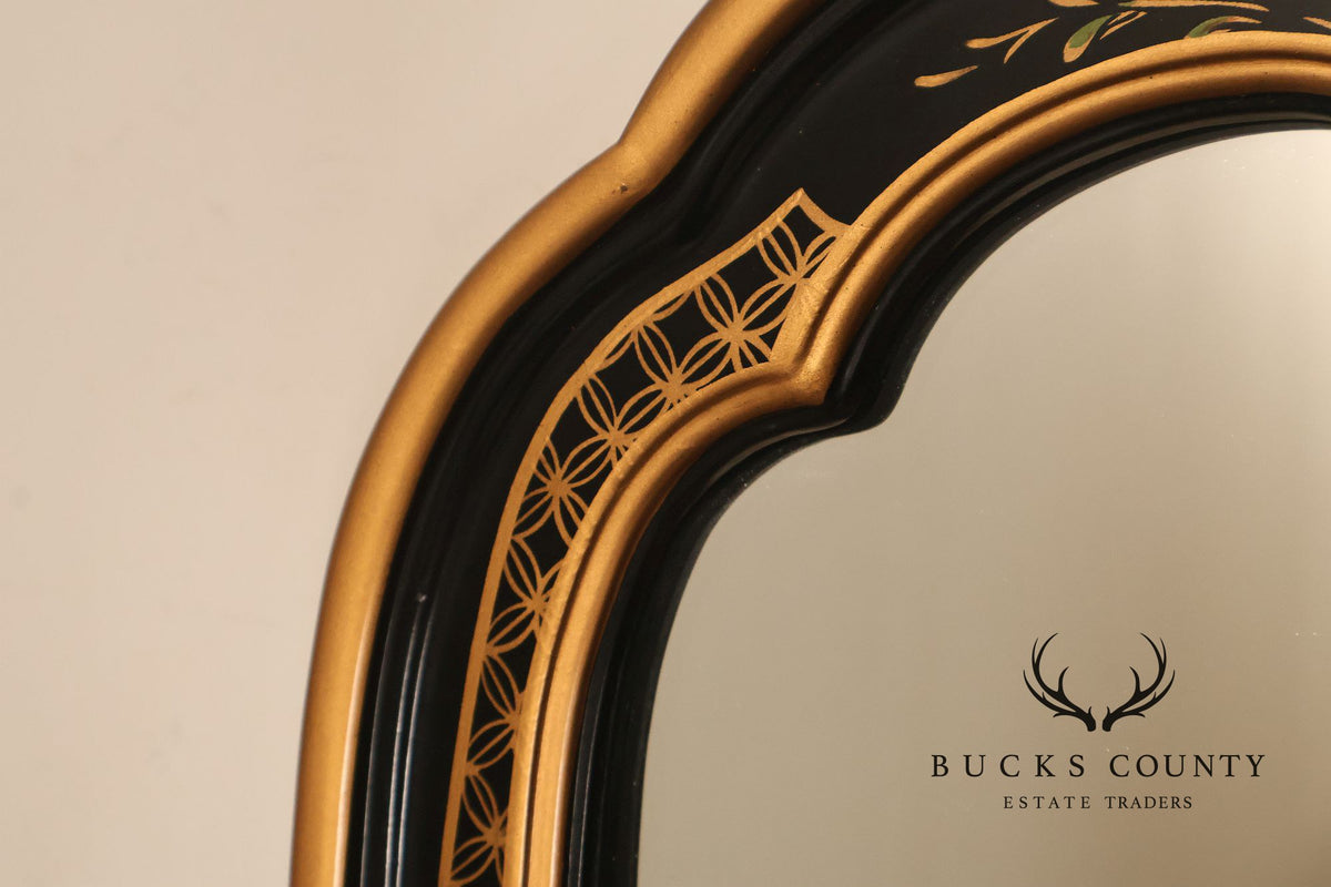 Chinoiserie Black Lacquer And Gilt Decorated Wall Mirror