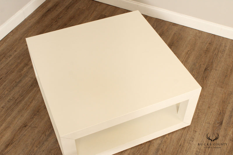 Ballard Designs Modern 'Rollins' Linen Wrapped Floor Shelf Coffee Table