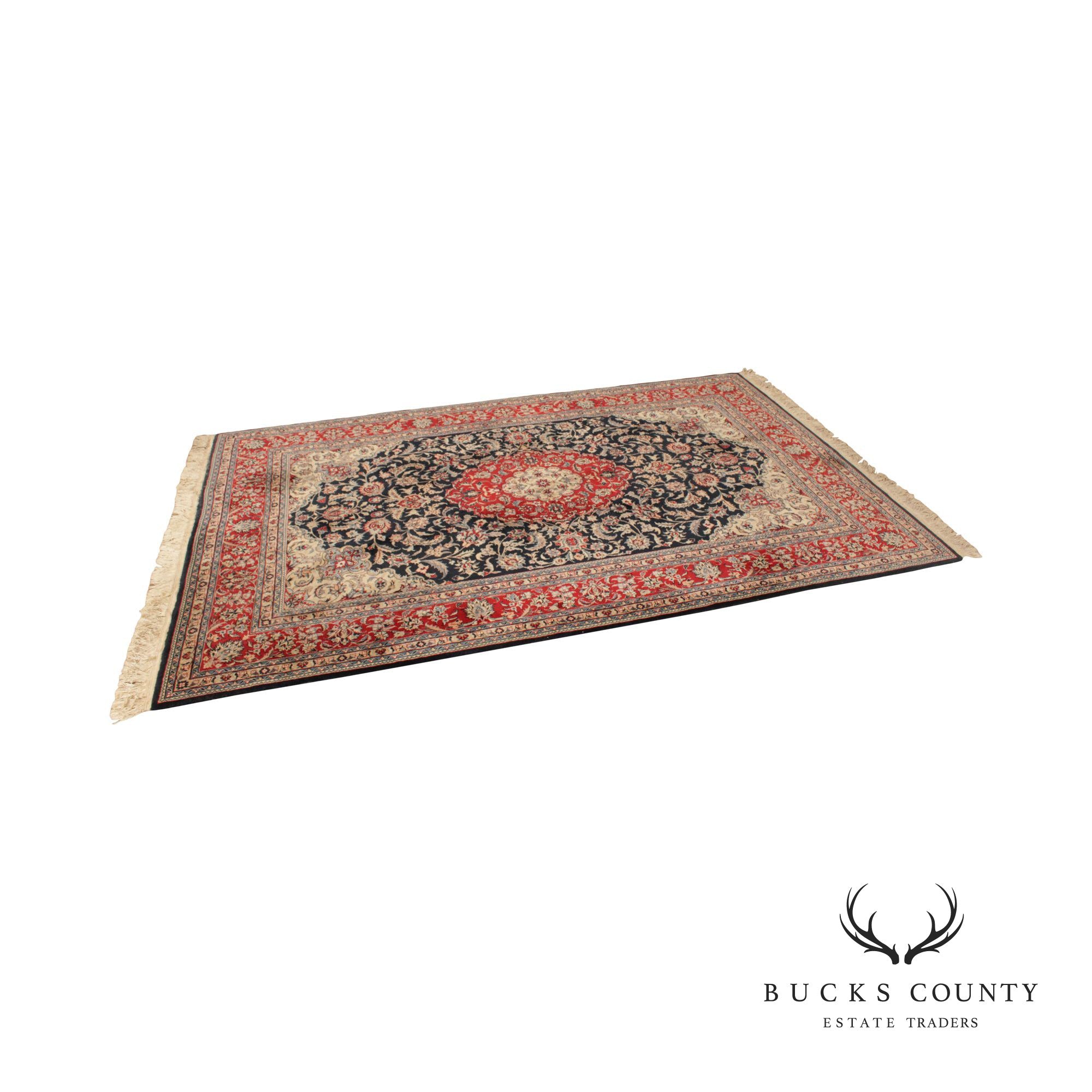 Persian Kashan Wool Area Rug, 9' x 6'