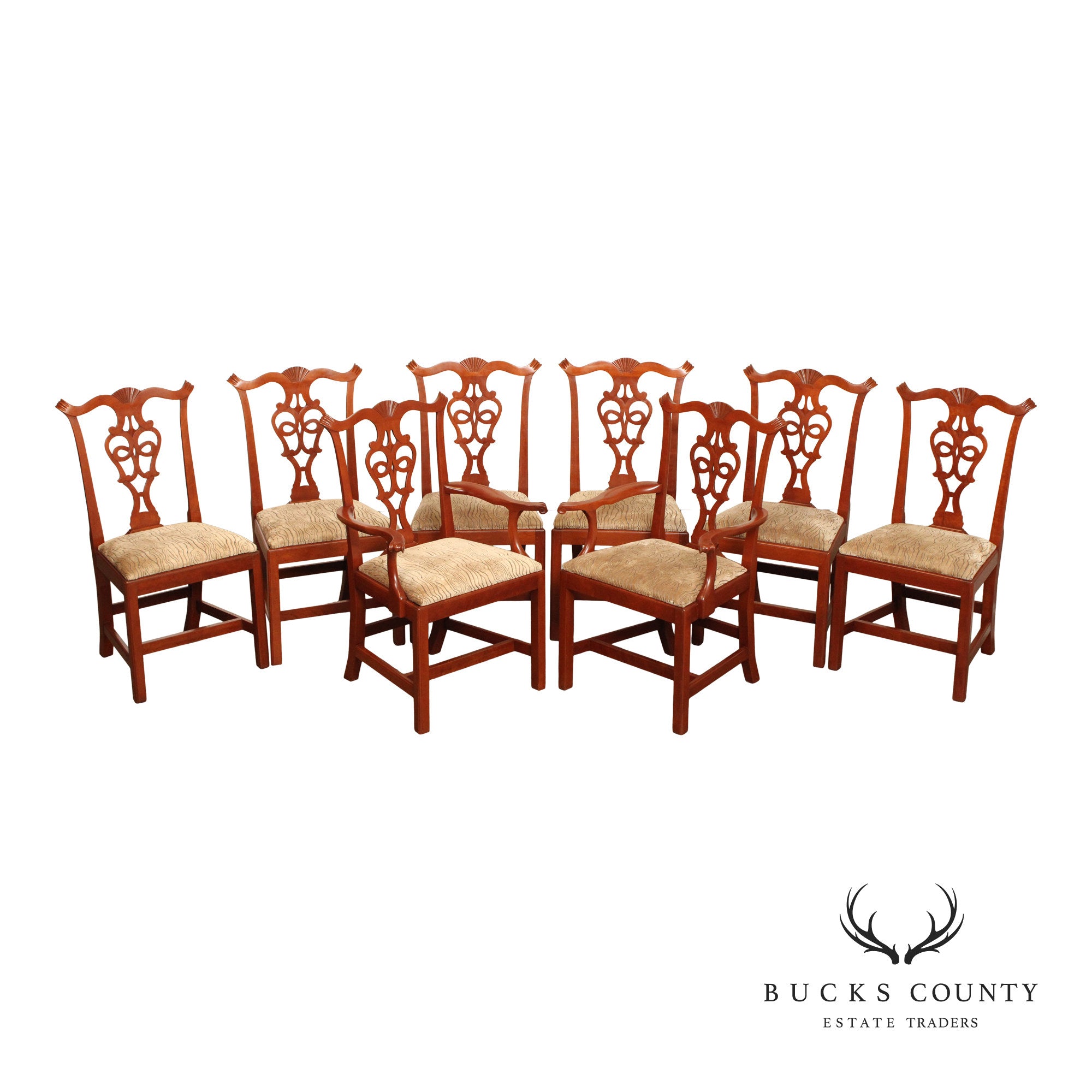 Eldred Wheeler Chippendale Style Set of Eight Cherry Dining Chairs