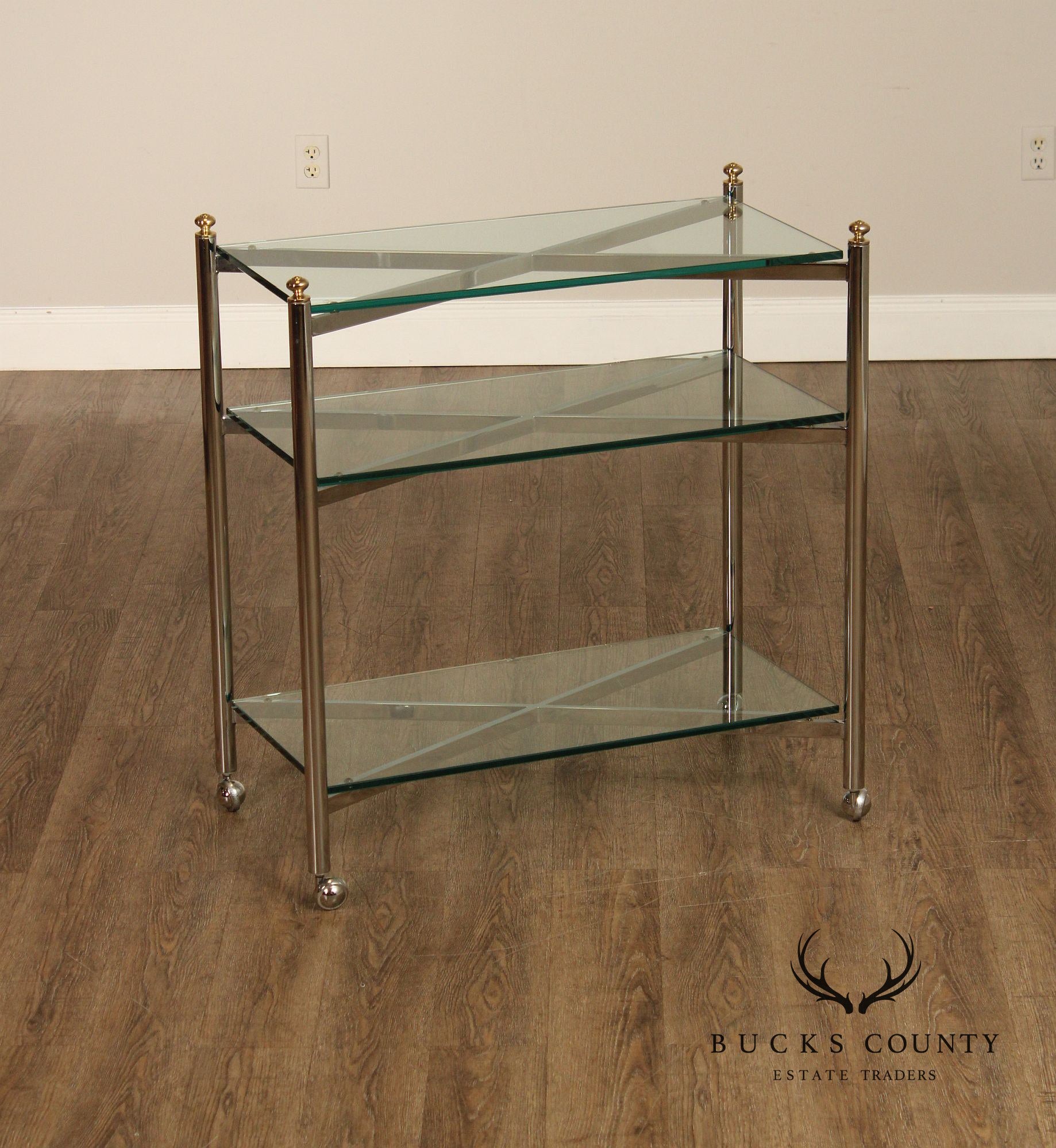 Mid Century Modern Style Chrome & Glass Cart