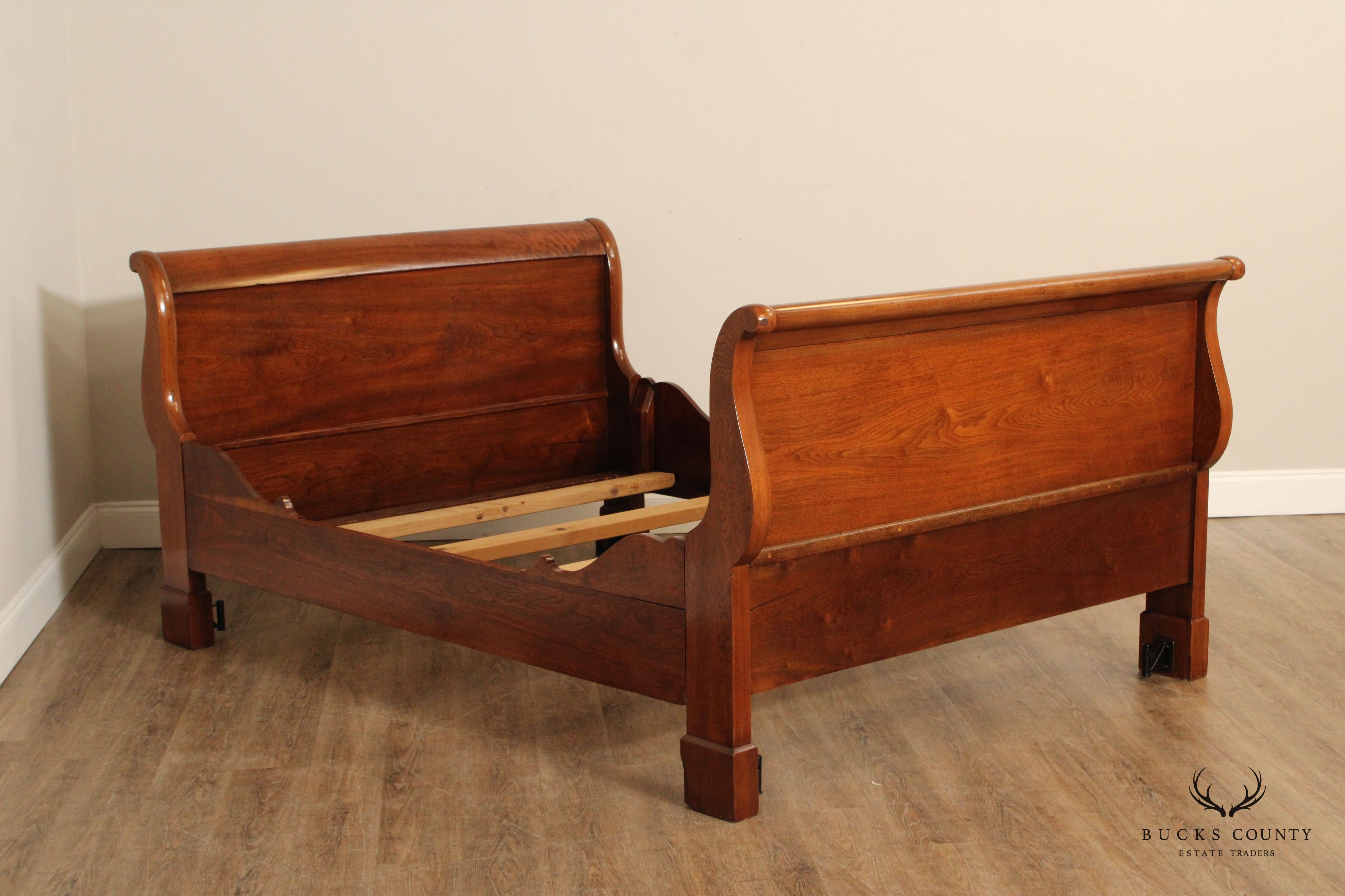 Antique Empire Full-Size Walnut Sleigh Bed