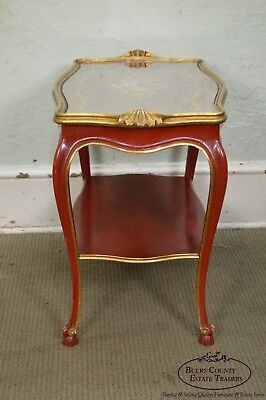 Rococo Hand Painted Partial Gilt Etagere 2 Tier Table