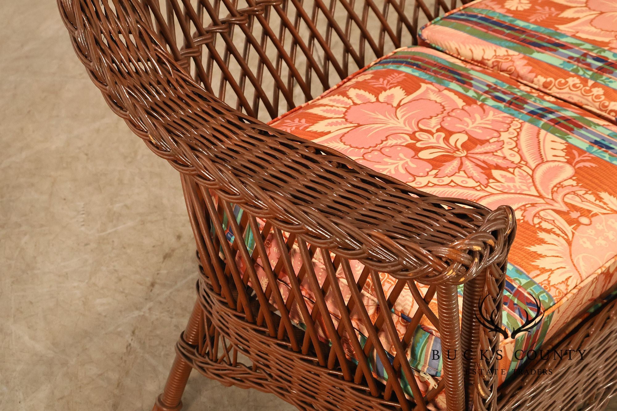 Antique Bar Harbor Style Wicker Sofa