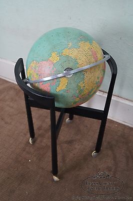 Jens Risom Hans Knoll Mid Century Black Wood Frame Globe on Stand