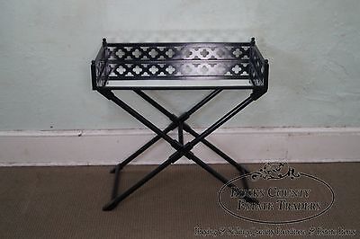 Ebonized Folding Tray Top Serving Table