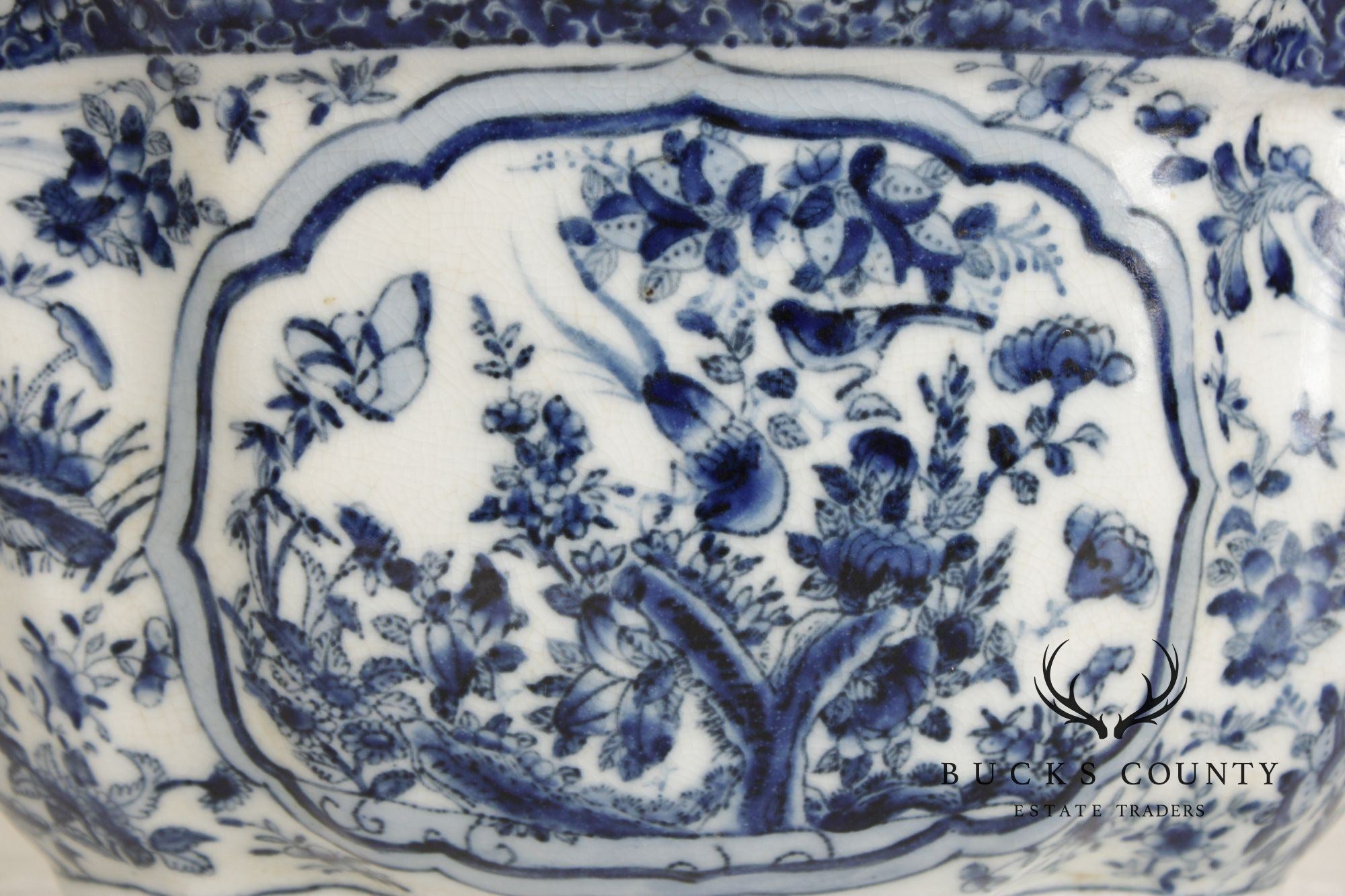 Asian Style Blue and White Porcelain Planter