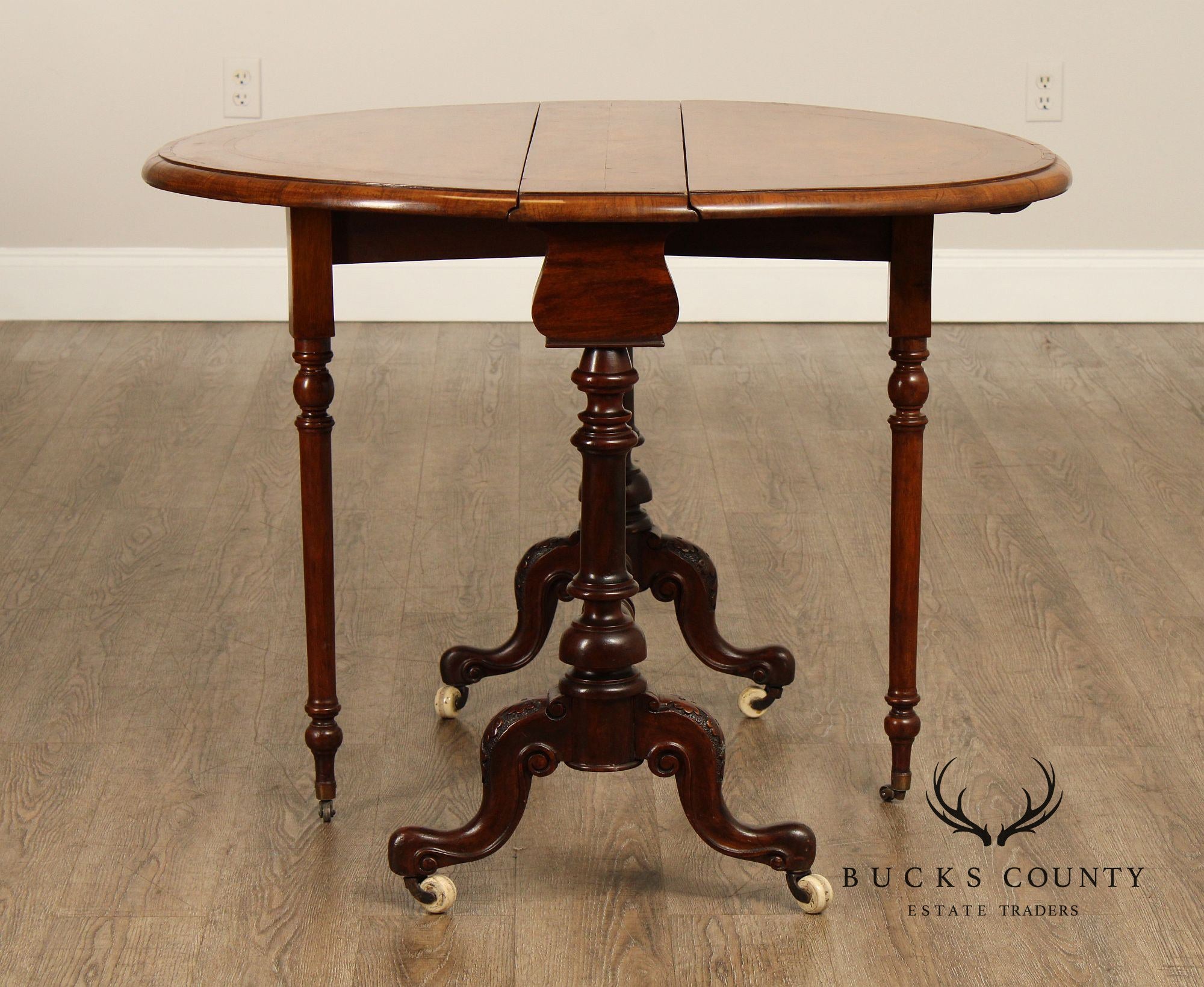 Antique Victorian Burl Wood Drop-Leaf Sutherland Table