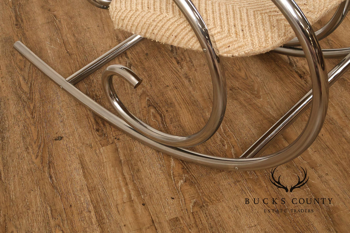 1970s Post Modern Tubular Chrome Rocking Chair