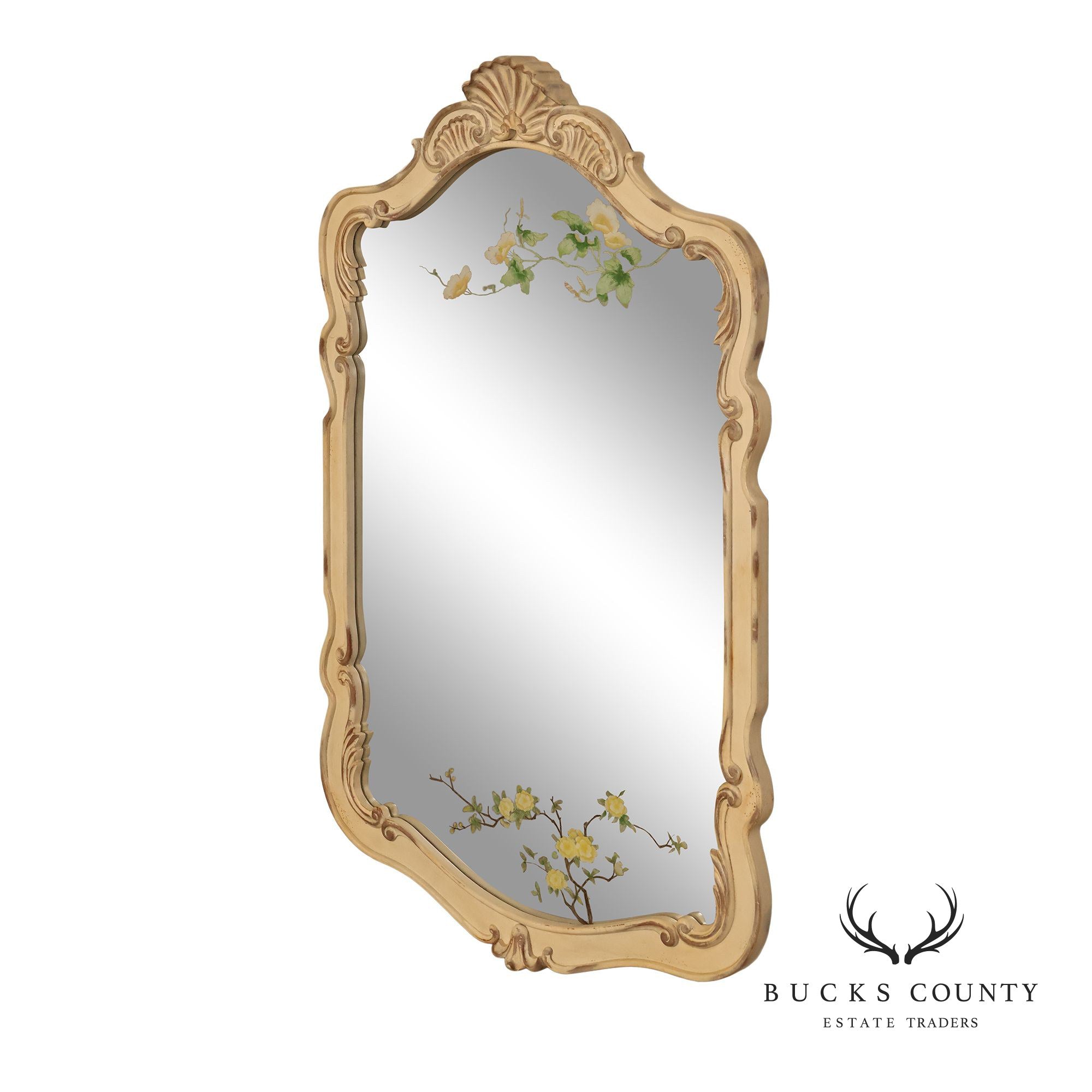 French Provincial Style Paint Decorated Wall Mirror