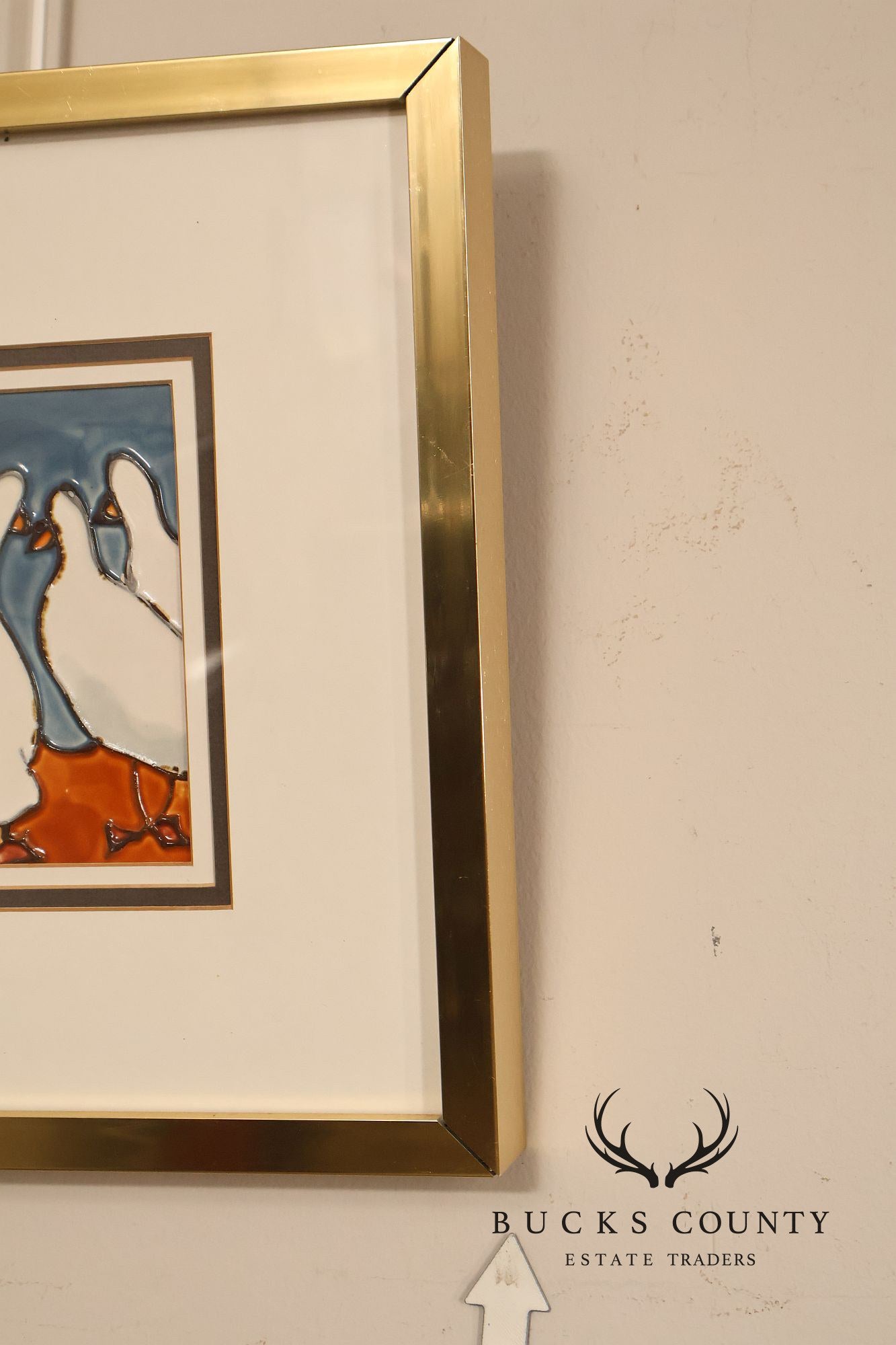 Pair of Harris G. Strong Framed Duck Ceramic Tile Matted Art