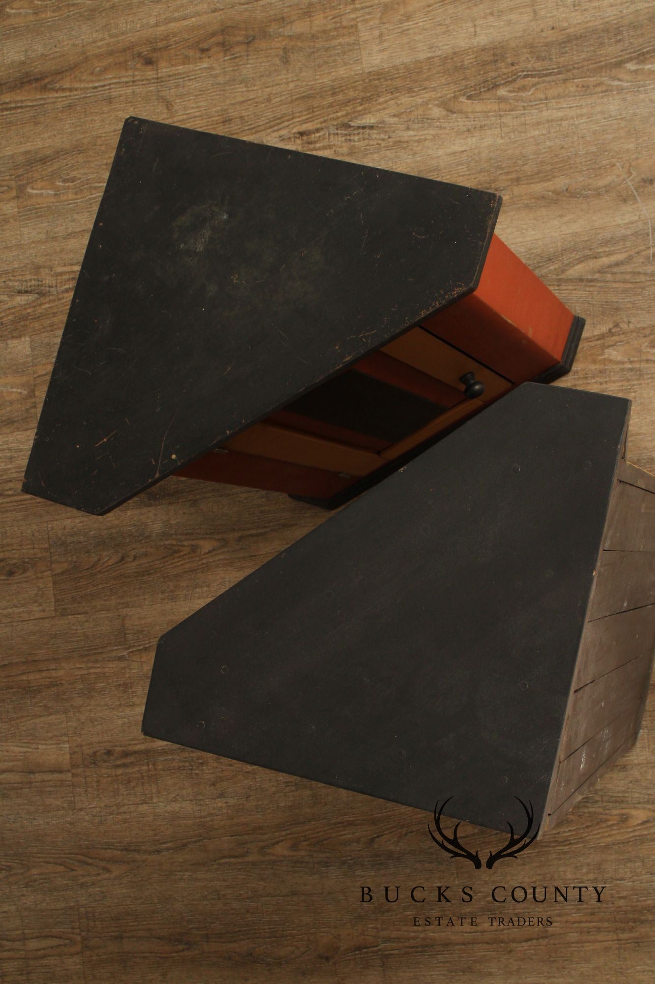 Pair Of Handcrafted Folk Art Painted Pine Corner Cabinets