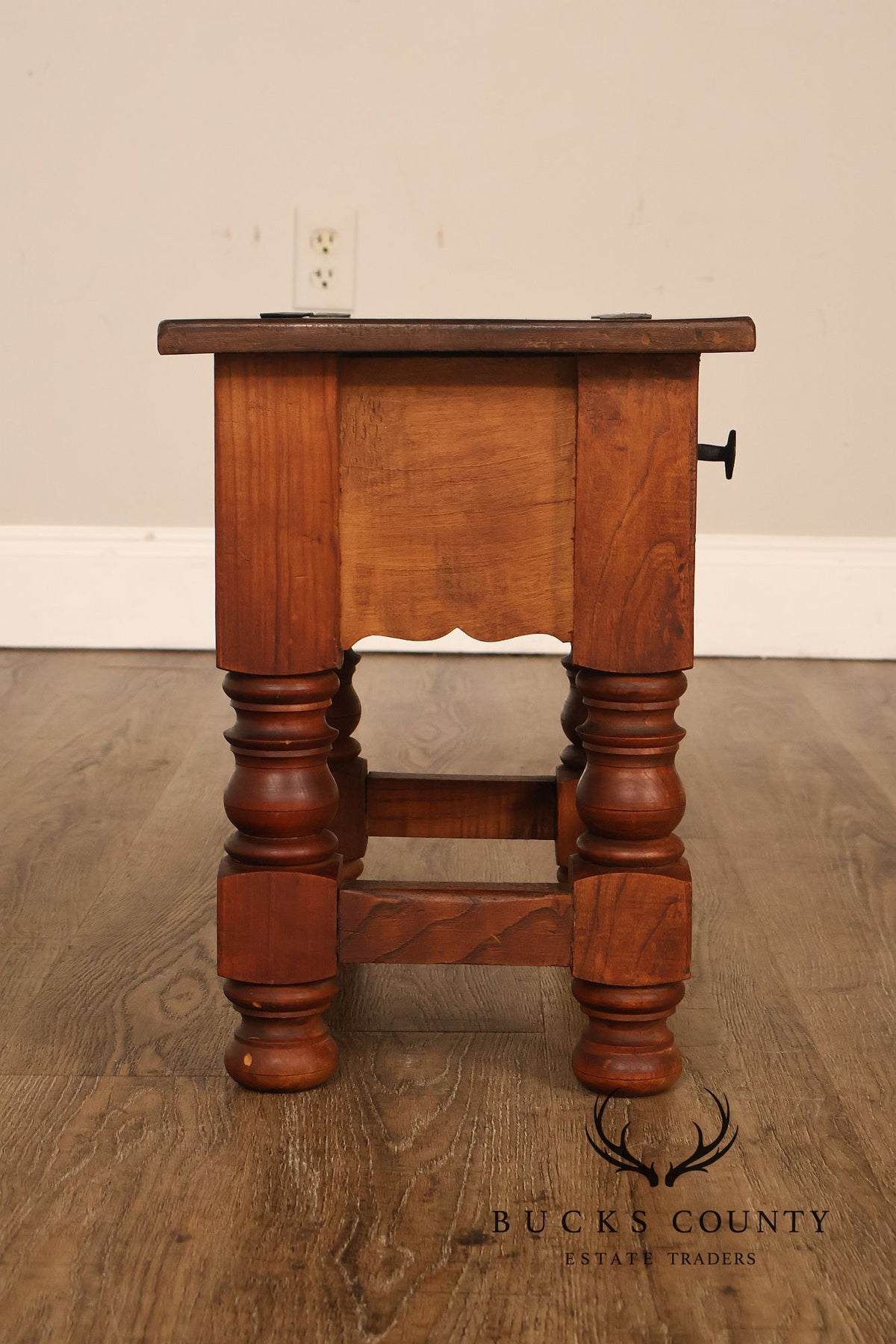 Vintage Spanish Colonial Revival Carved Wood One-Drawer Side Table