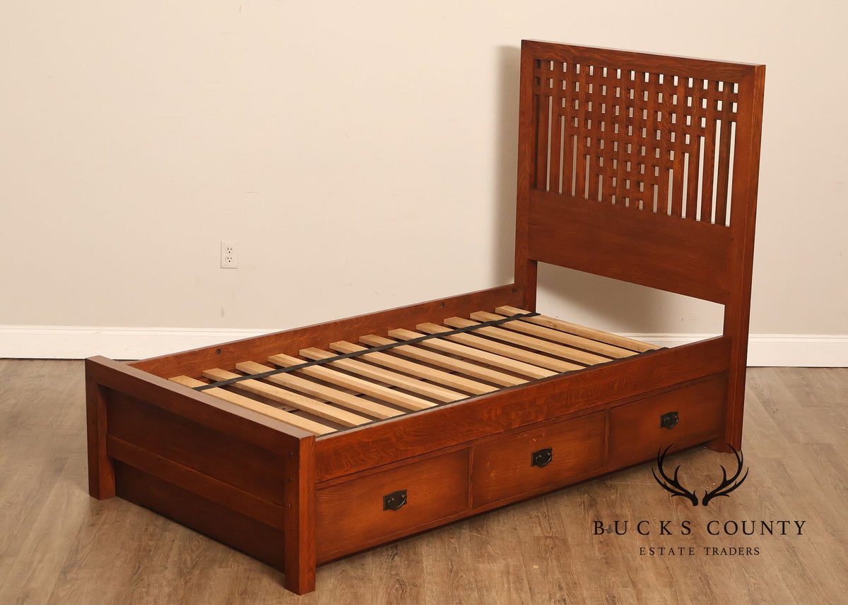 Stickley Antiquities Collection Mission Oak Twin Storage Bed