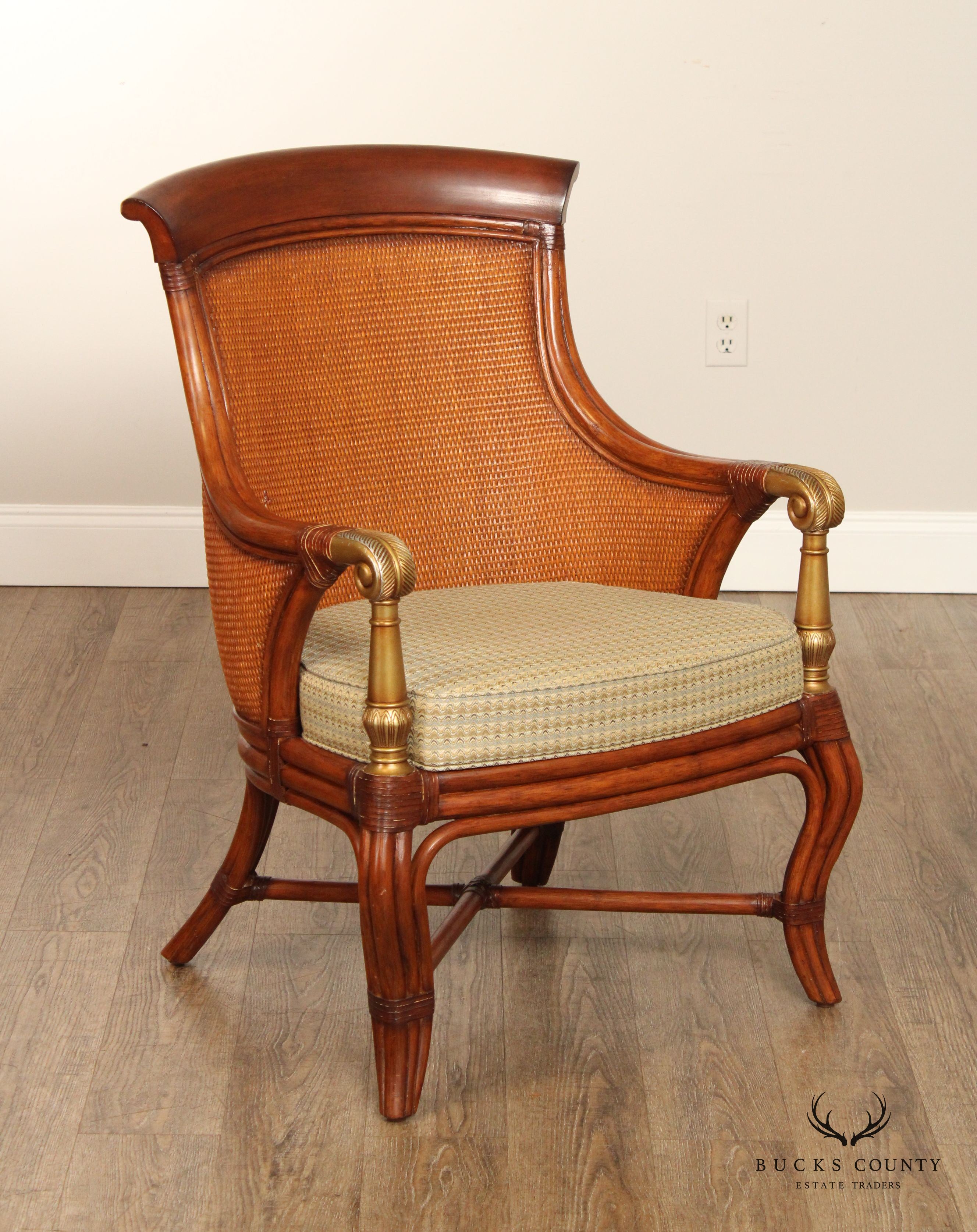 Ethan Allen British Colonial Style Rattan 'Bermuda' Armchair