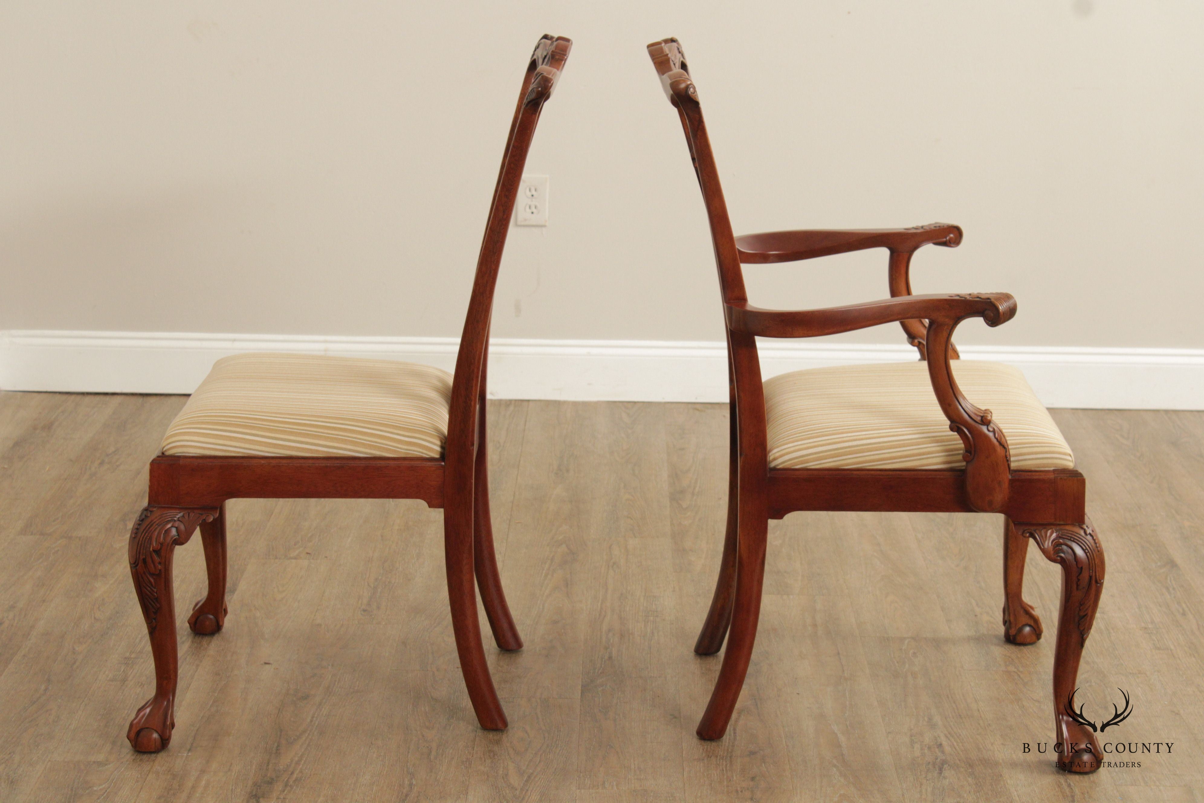 Chippendale Style Set of Four Carved Mahogany Dining Chairs