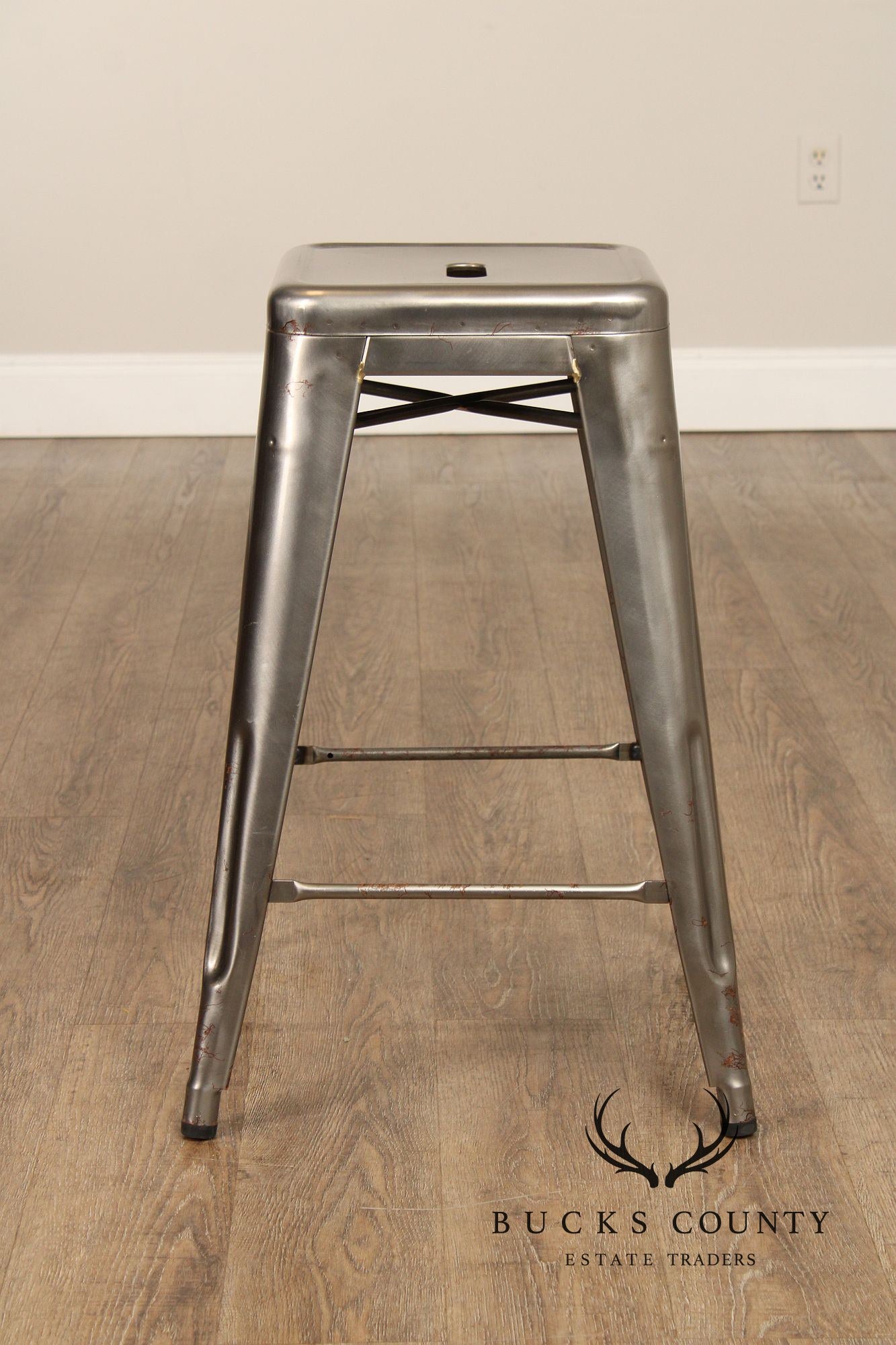 Tolix Industrial Style Pair of Steel Counter Stools