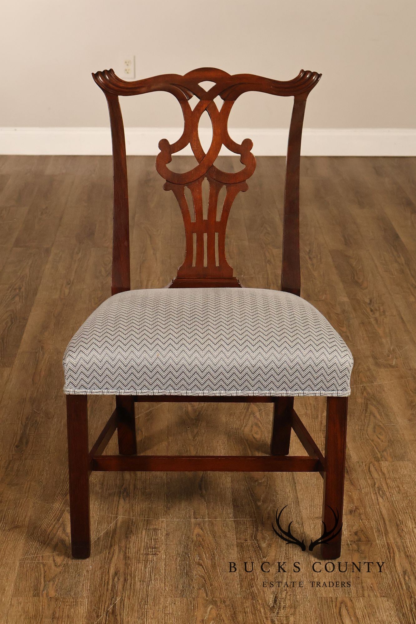 1940's Chippendale Style Set Of Eight Custom Mahogany Dining Chairs