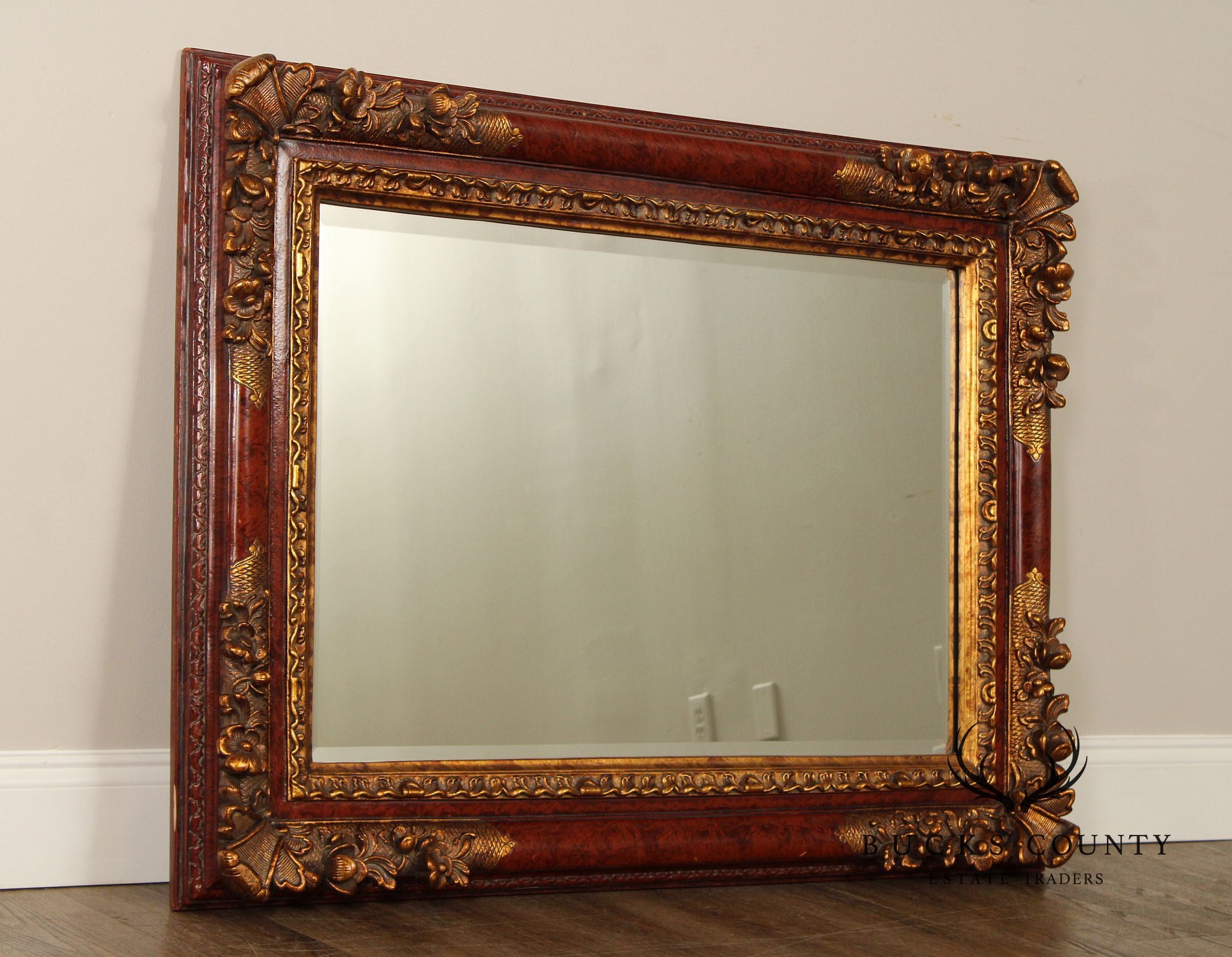 Italian Rococo Style Partial Gilt Carved Frame Wall Mirror