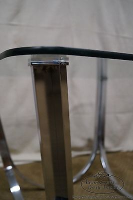 Roger Sprunger Dunbar Style Mid Century Arched Chrome Glass Top Coffee Table