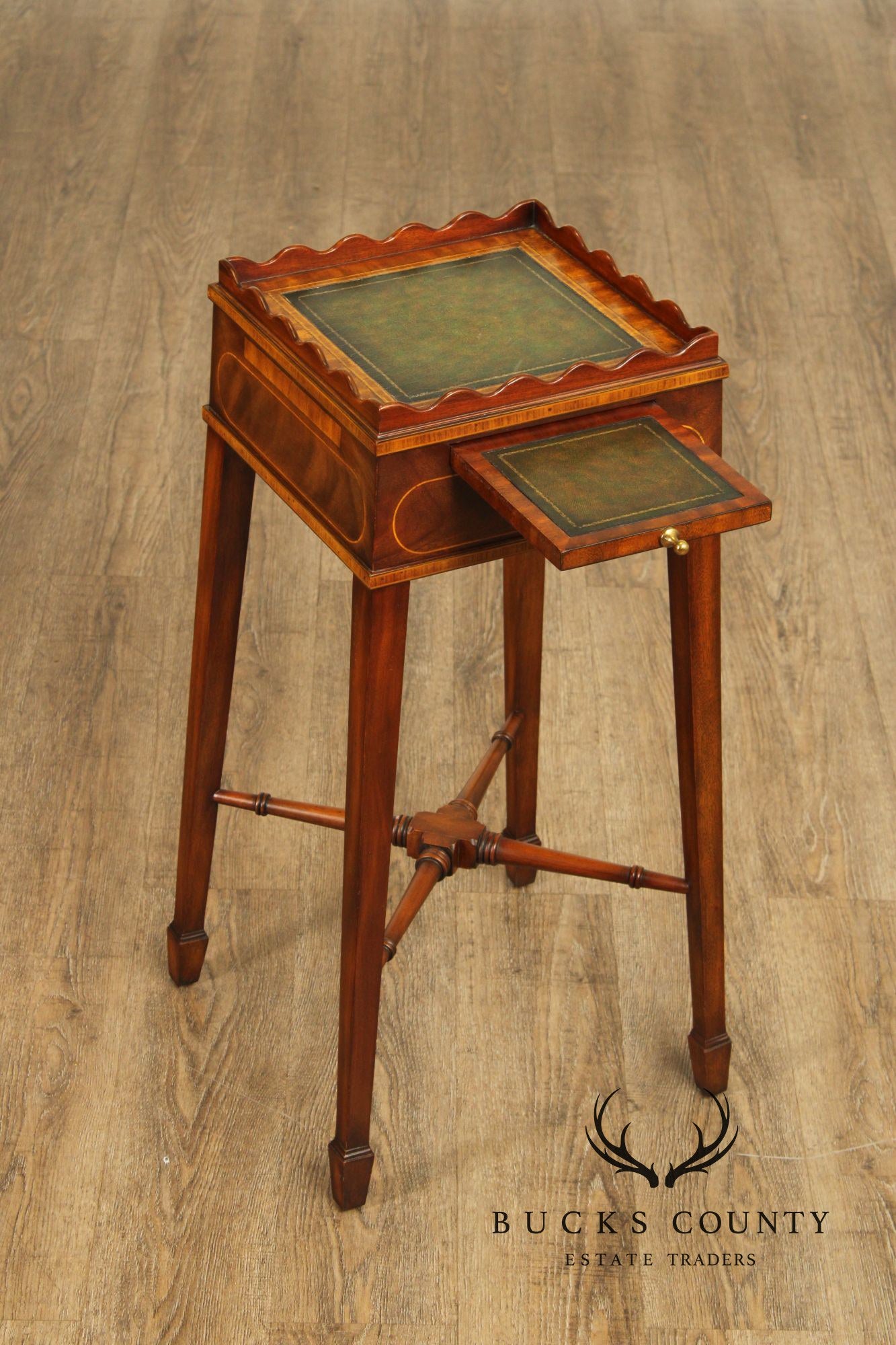 Maitland Smith Federal Style Leather Top Mahogany Stand