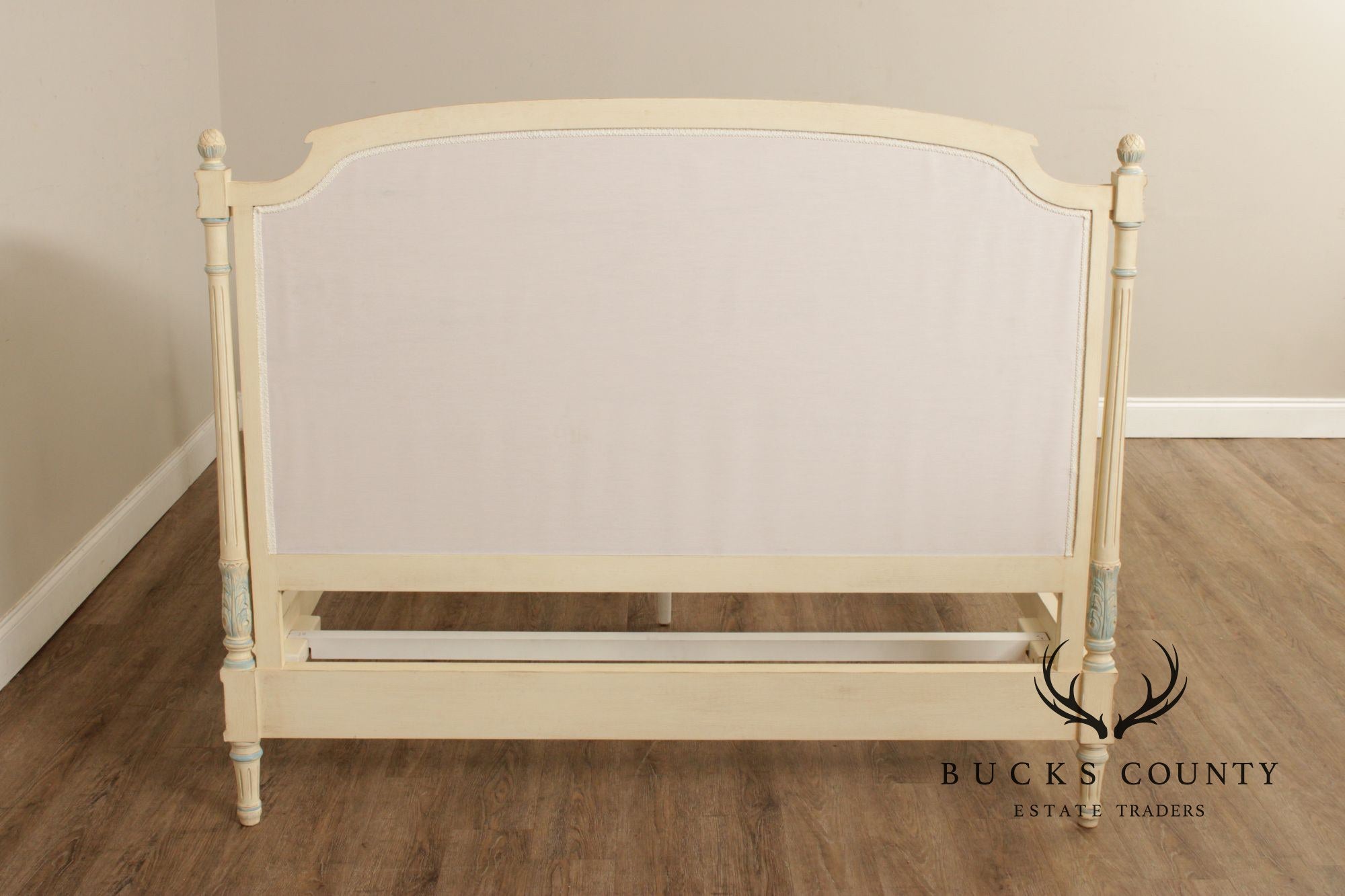 French Louis XVI Style Painted And Upholstered Queen Bed