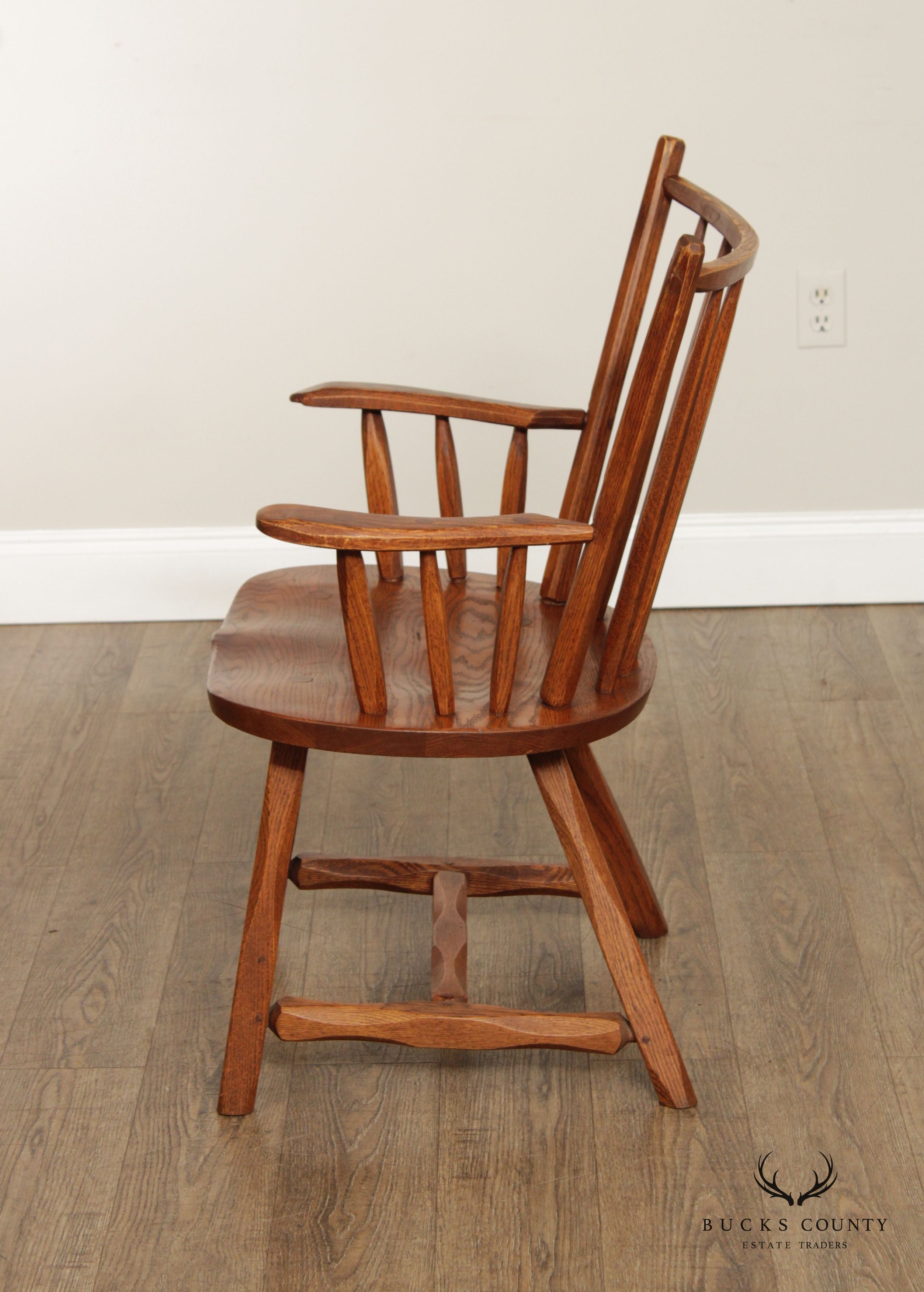 Hunt Country Furniture Rustic Oak Set of Four Windsor Dining Chairs