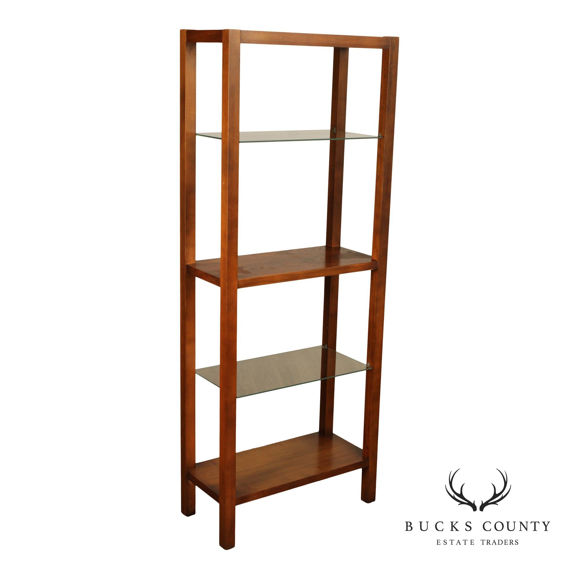 Lane Mid Century Modern Walnut Open Etagere Bookcase