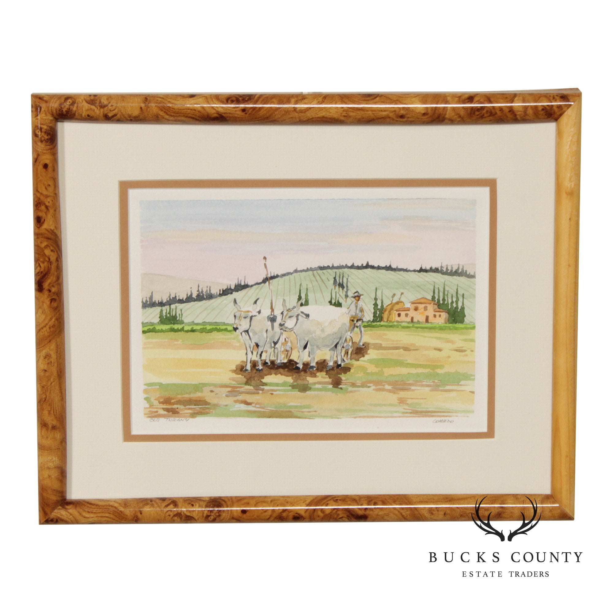 Lorenzo Castaneda Framed Watercolor, 'Old Tuscany'