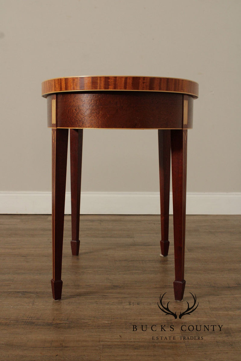 Federal Style Inlaid Mahogany Hand Crafted Oval Side Table