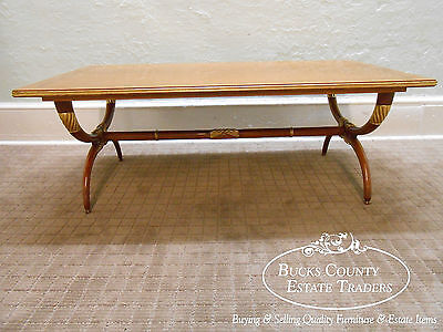 High Quality French Regency Directoire X Base Coffee Table w/ Gilt Accents