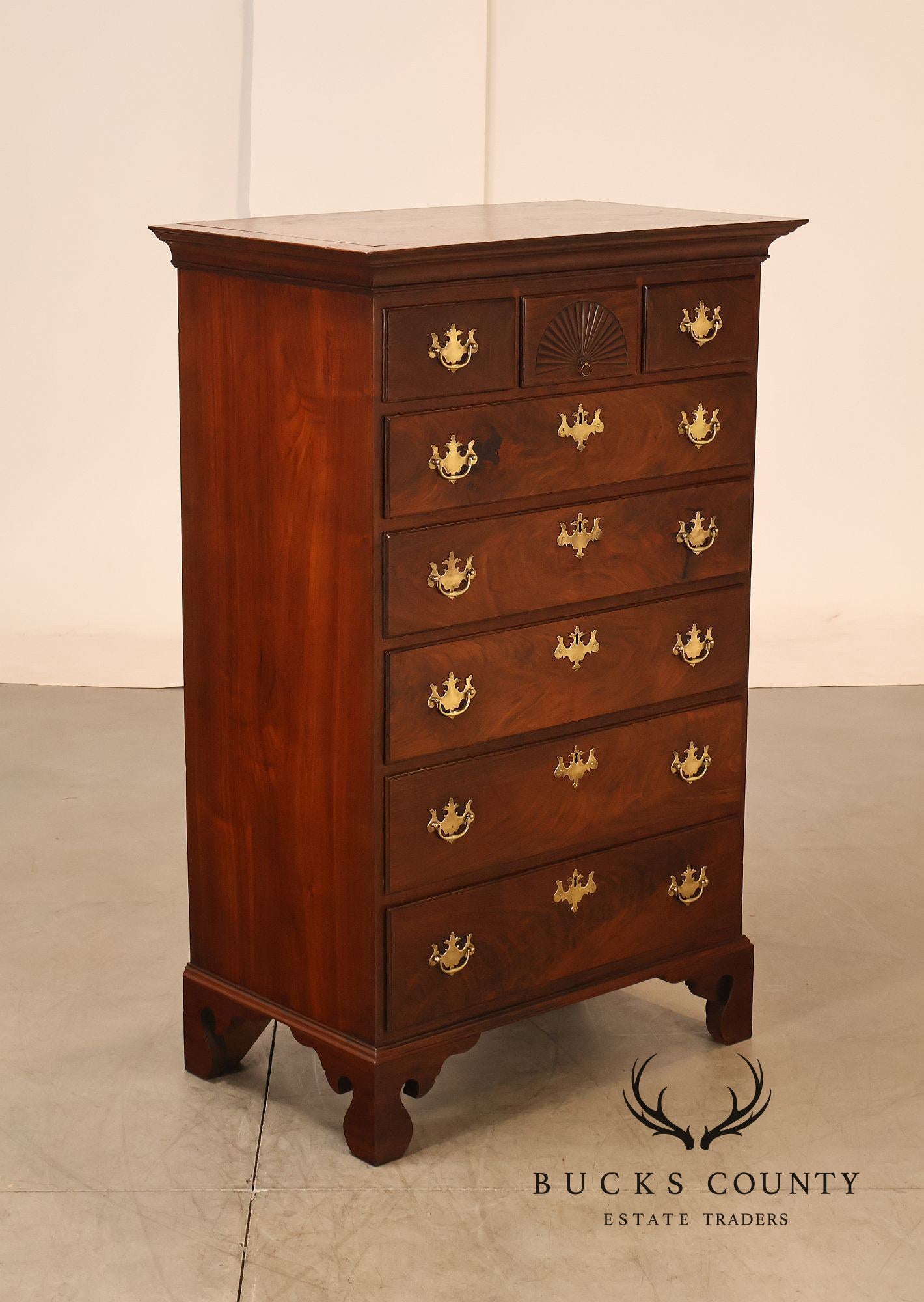 Chippendale Style Walnut Highboy Chest Of Drawers