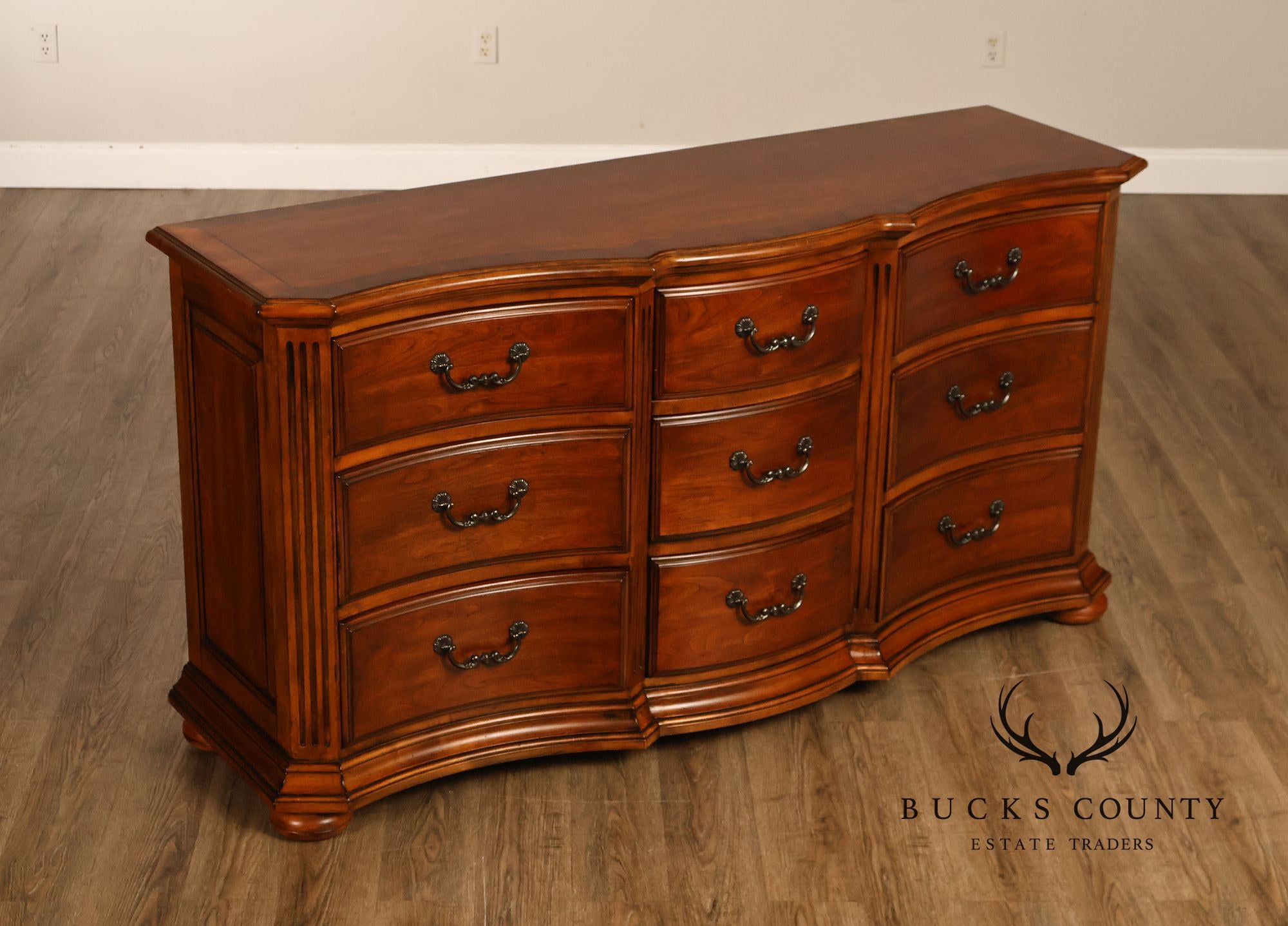 Ethan Allen Tuscany Serpentine Nine-Drawer Dresser In Cherry Finish