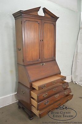 Drexel Wallace Nutting Collection Mahogany Bombe Kettle Base Secretary Desk