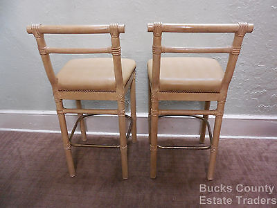 Quality Pair of Faux Bamboo Crackle Paint Bar Stools