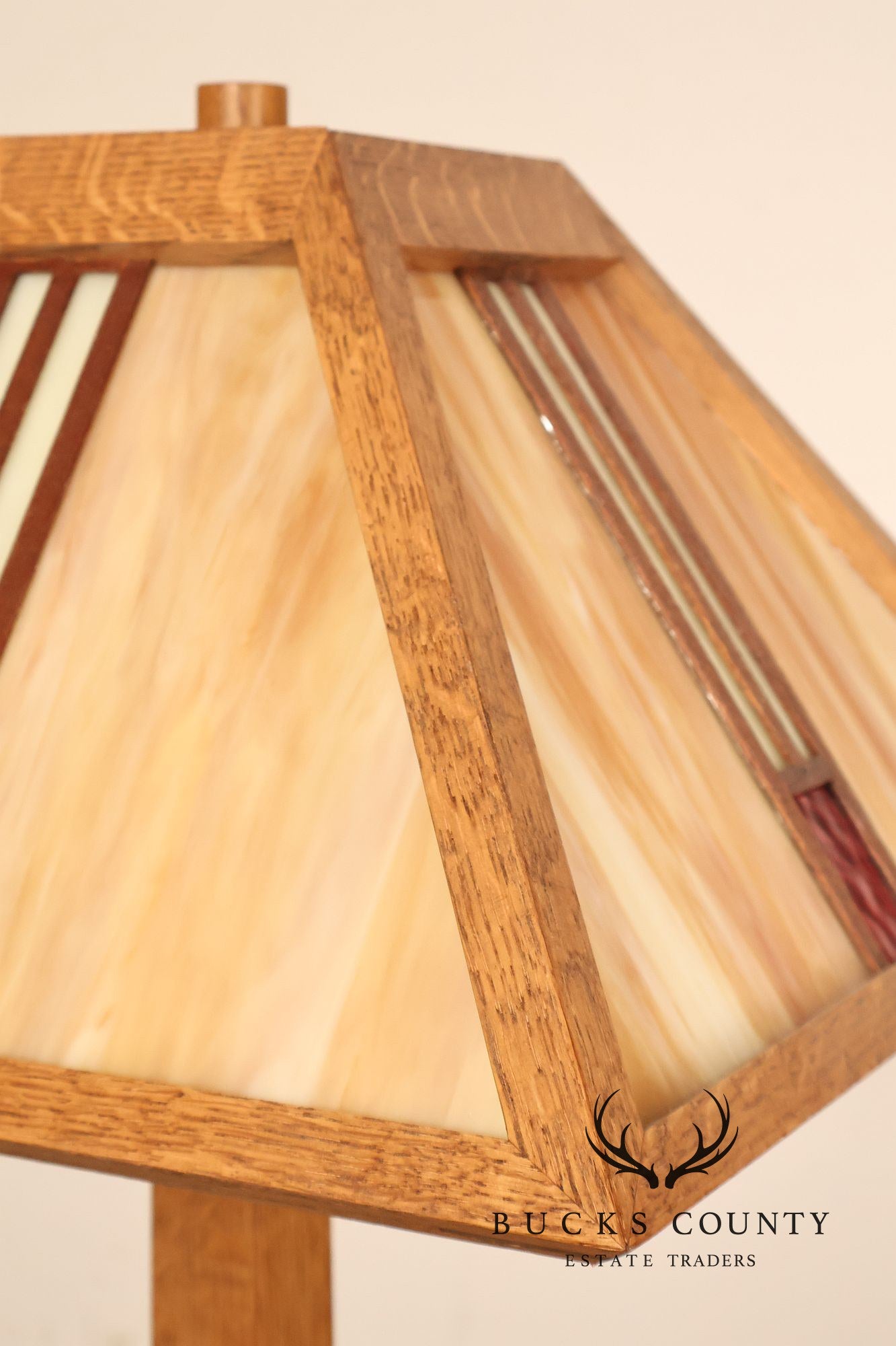 Ppl Fine Woodworking Mission Oak and Stained Glass Floor Lamp