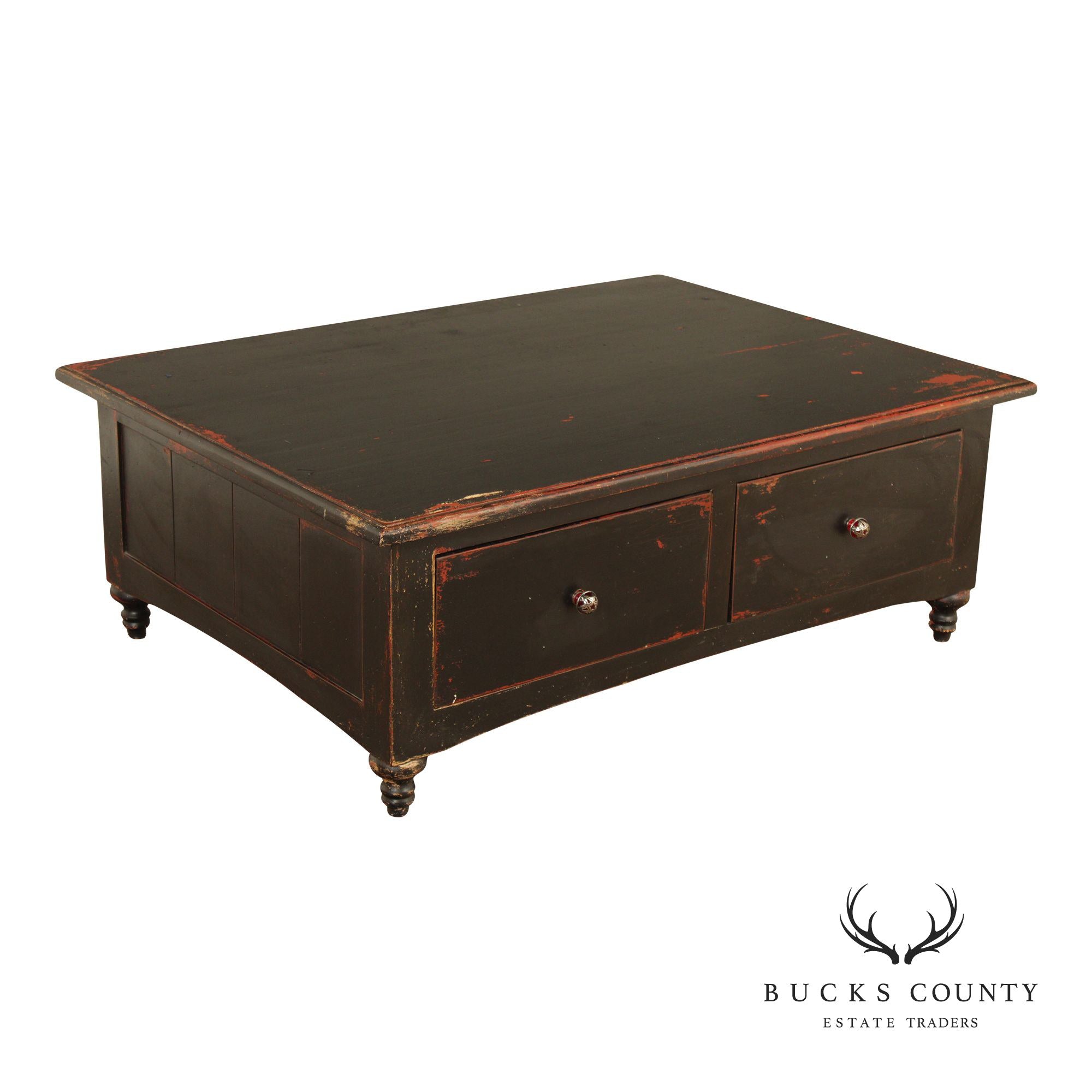 Rustic Distress Painted Storage Coffee Table