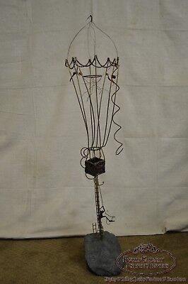 Mid Century Modern Stone Base Metal Hot Air Balloon Sculpture