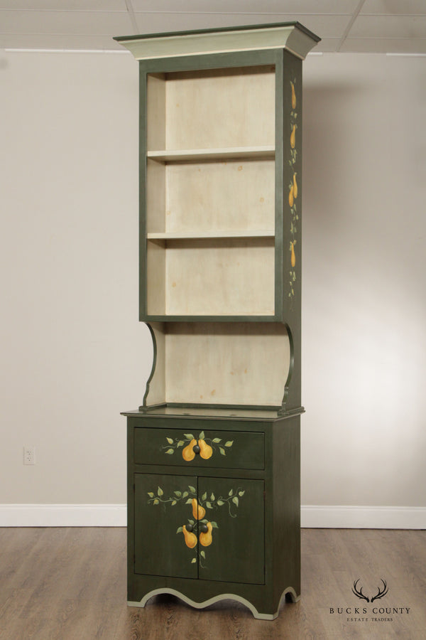 Country Farmhouse Hand Painted Tall Narrow Step Back Bookcase Cupboard