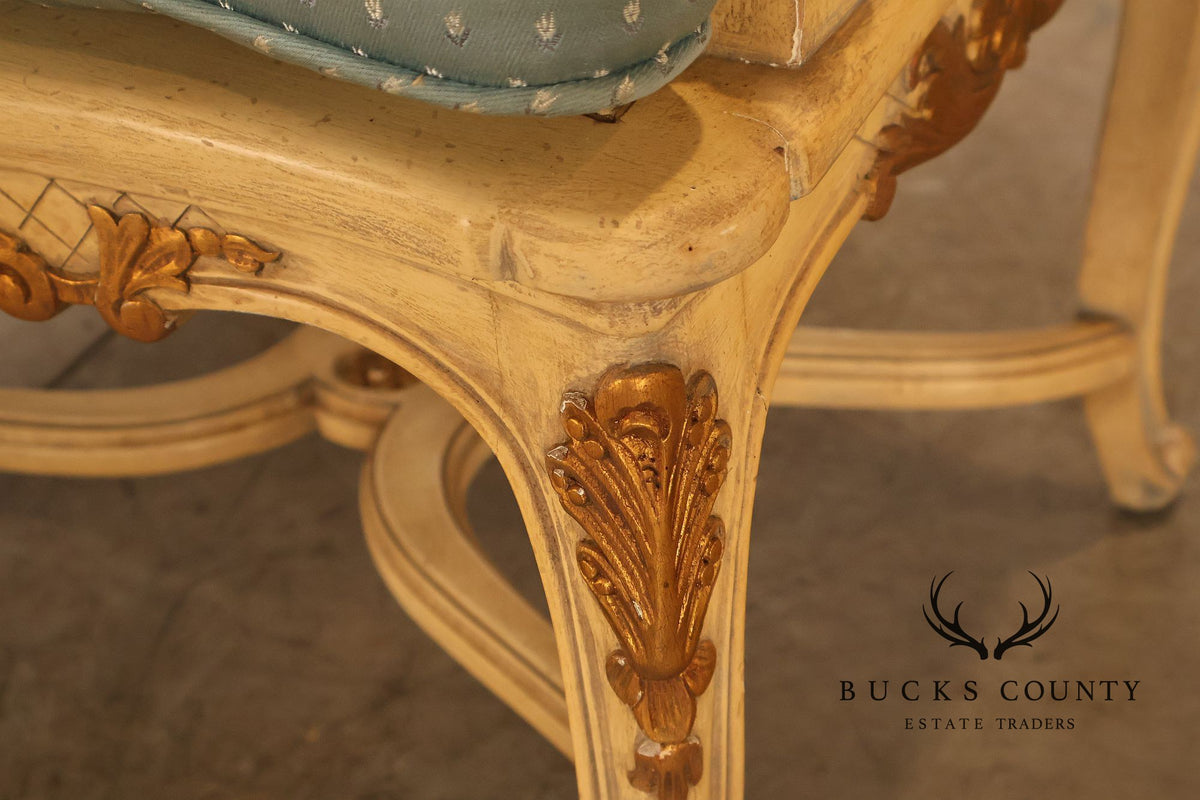 French Regency Pair of Caned Bergere Armchairs