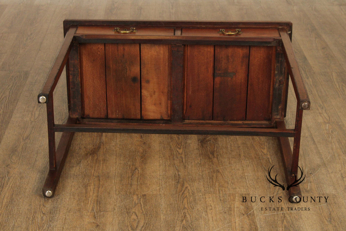 Antique Mahogany Two-Drawer Console Table