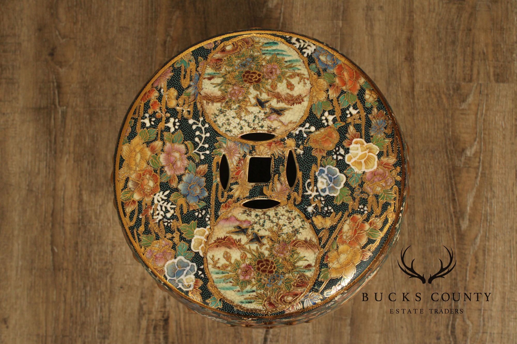 Japanese Satsuma Porcelain Garden Stool