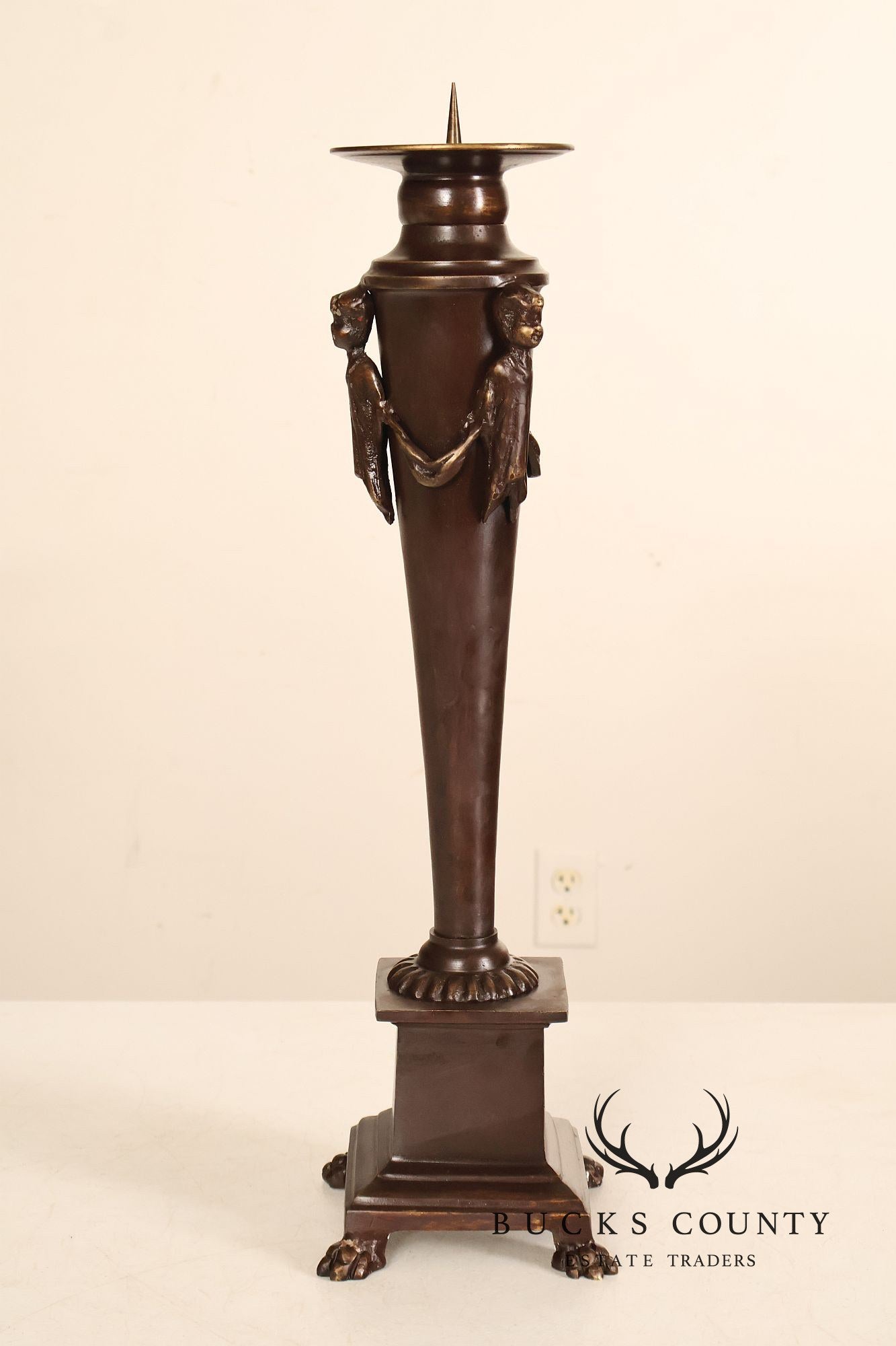 Maitland Smith Bronze Pair Of Neoclassical-Style Candlesticks