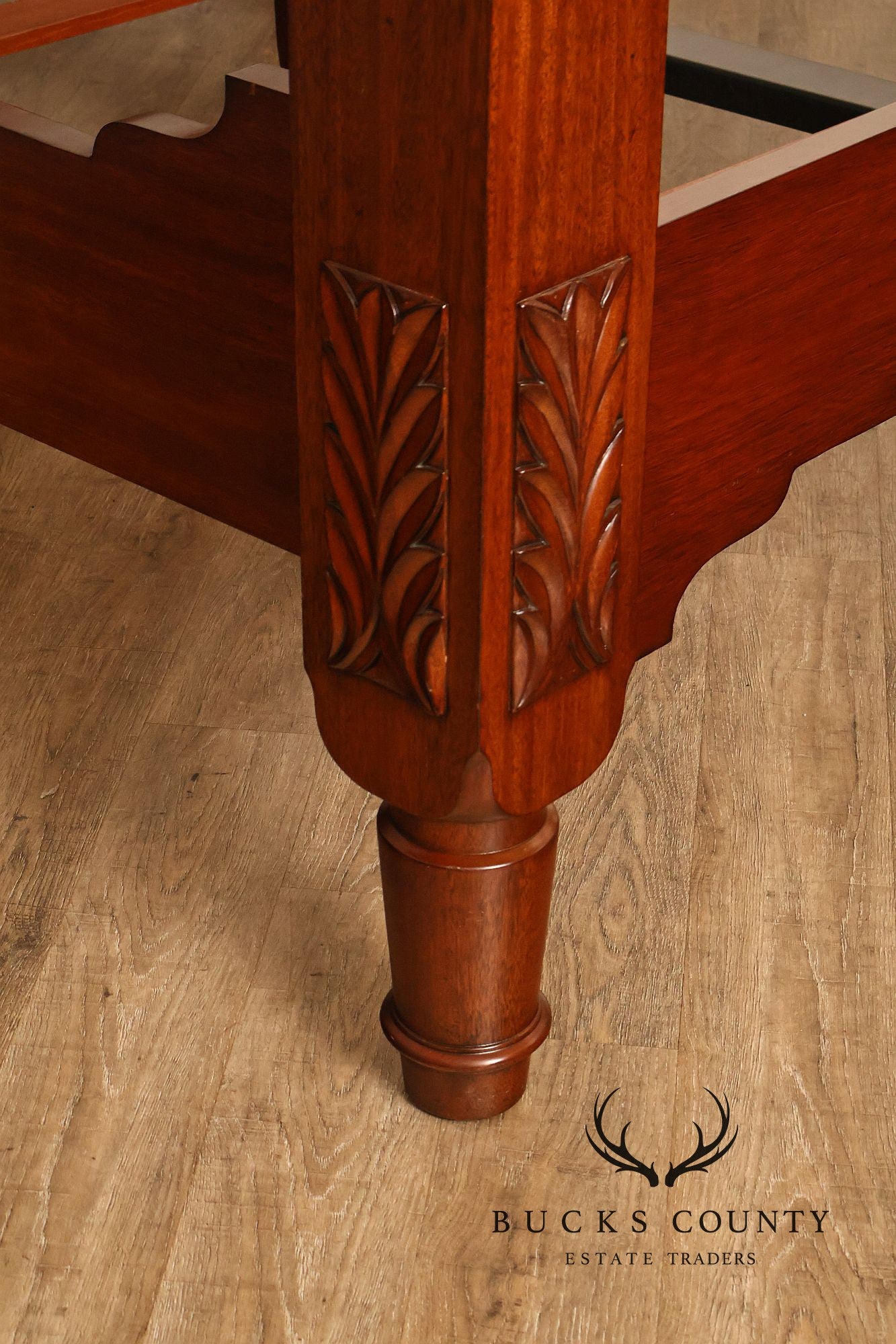 Colonial Revival Carved Mahogany King Size Four Poster Bed